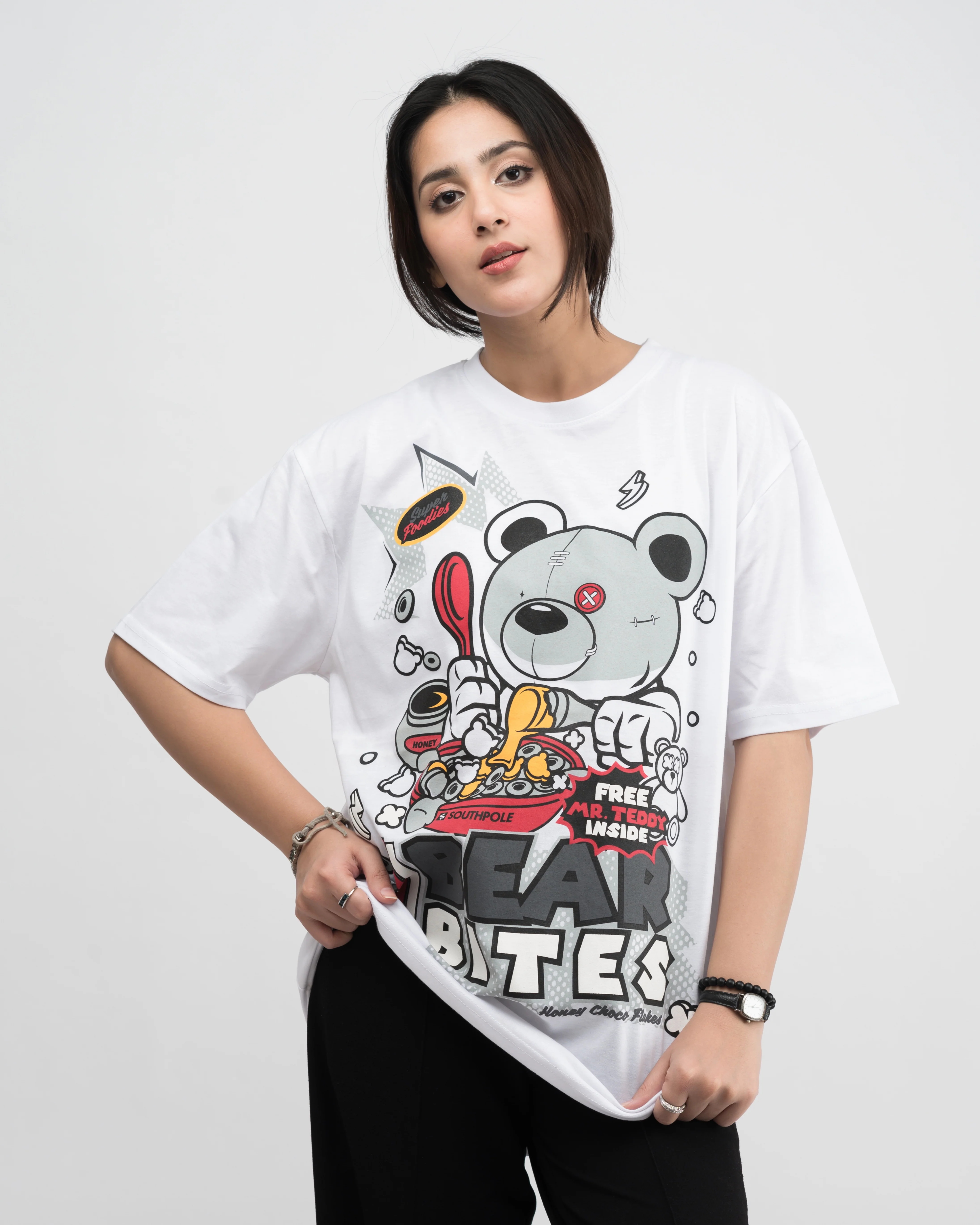 Bear Bites Graphic Drop Shoulder Oversized T-shirt - Image 3