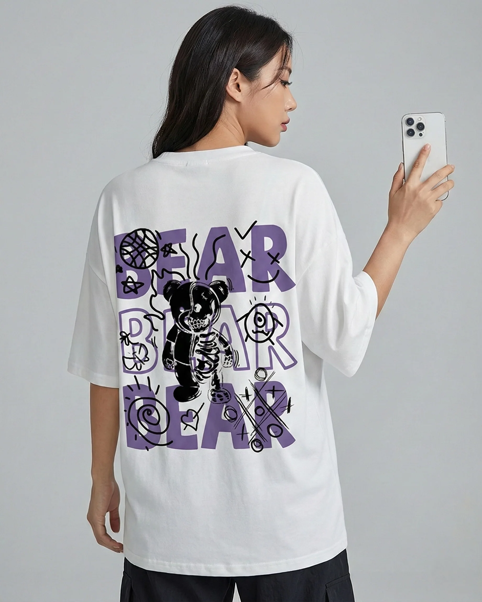 Bear Fear Graphic Drop Shoulder Oversized Tee