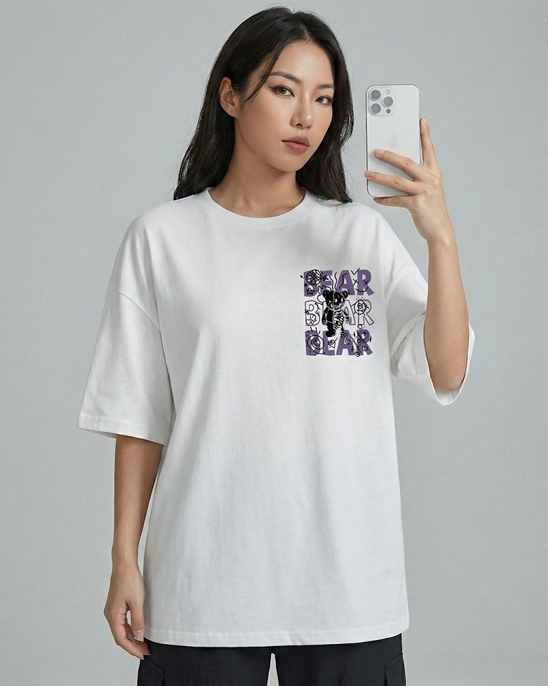 Bear Fear Graphic Drop Shoulder Oversized Tee - Image 2