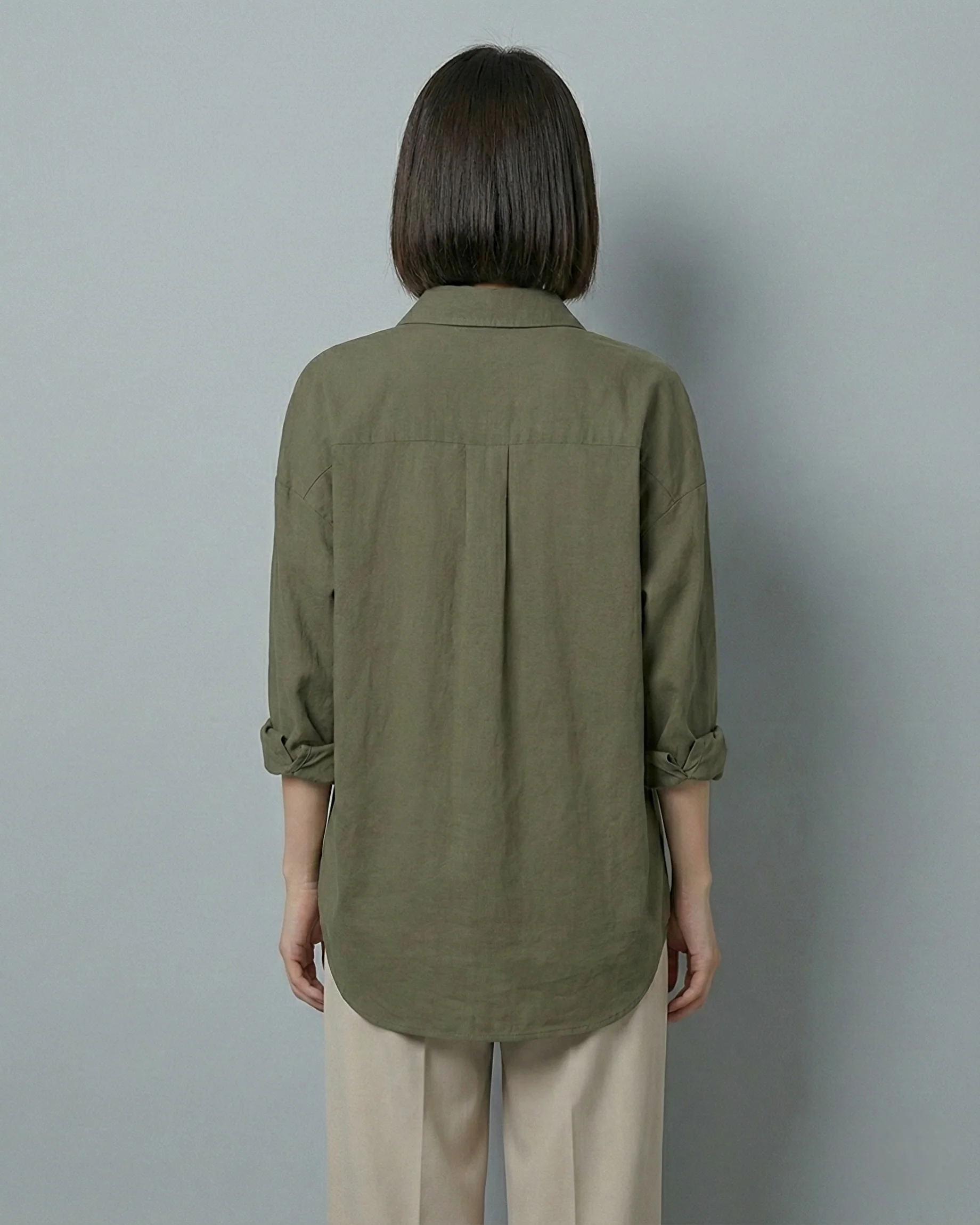 Button Up Olive Green Oversized Shirt - Image 3