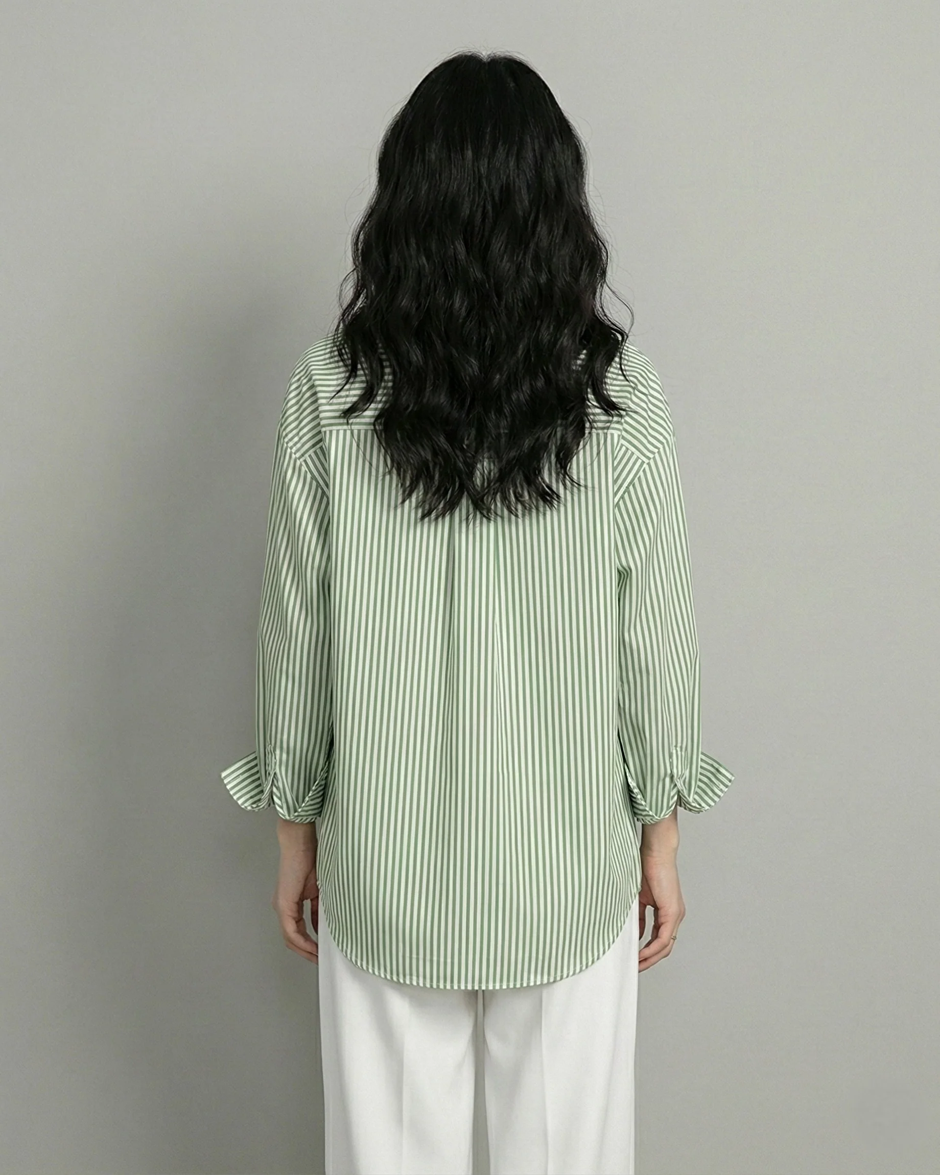 Button Up Pastel Striped Oversized Shirt - Image 3