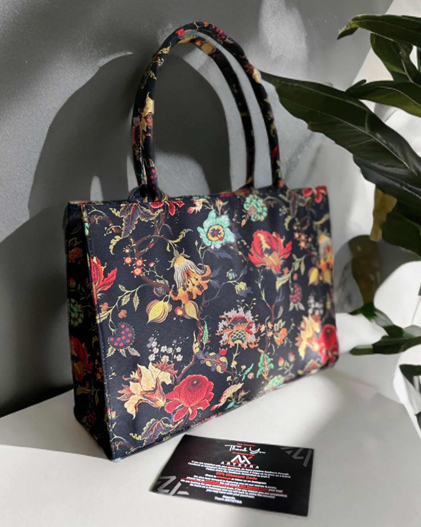 Calla Lily Canvas Cotton Quilted Tote Bag - Image 3