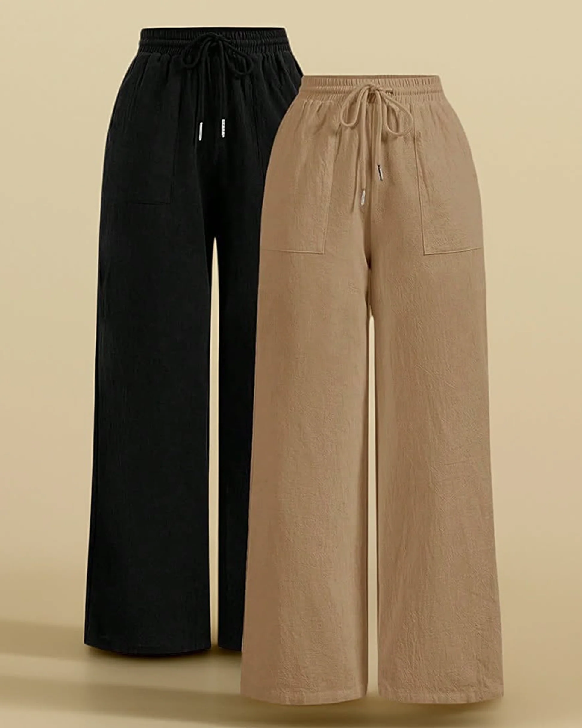 Casual Wide Leg Drawstring Trousers