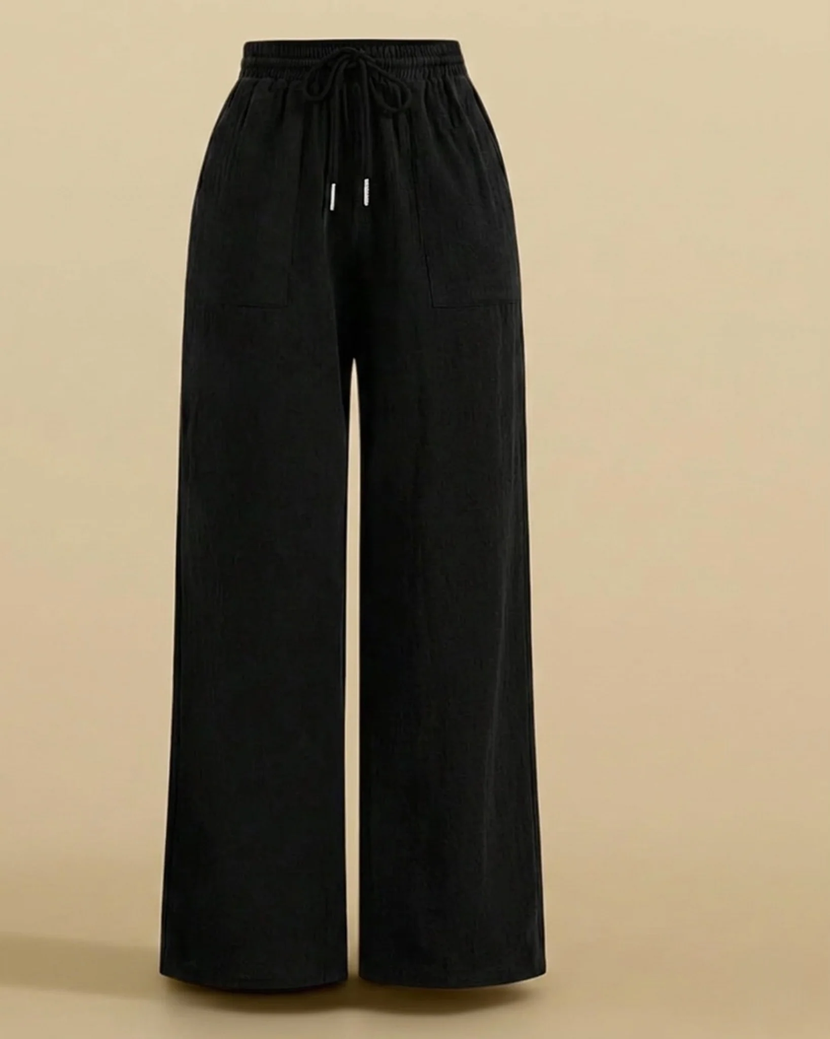 Casual Wide Leg Drawstring Trousers - Image 3