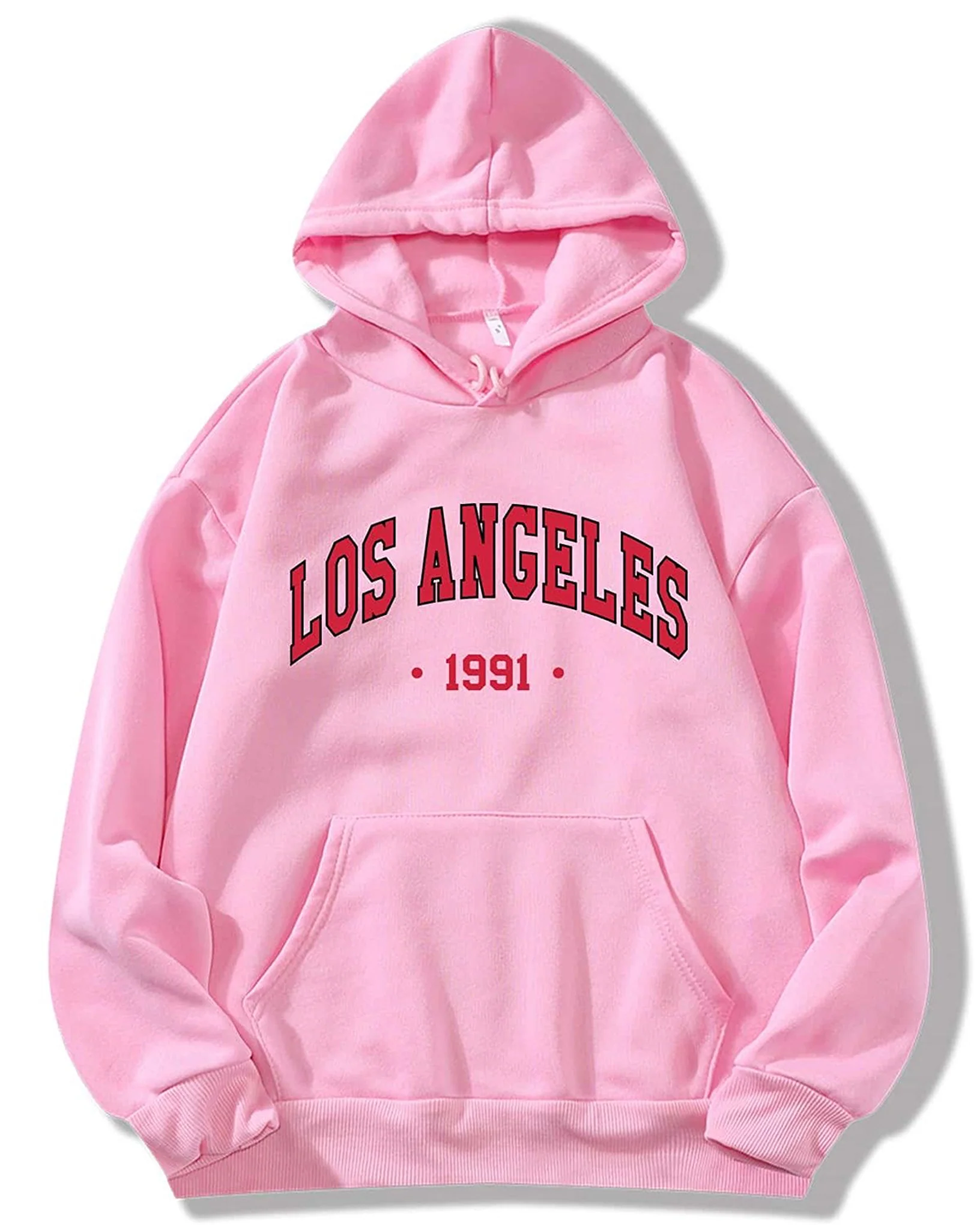 Los Angeles Graphic Oversized Pullover Hood Pink - Image 2