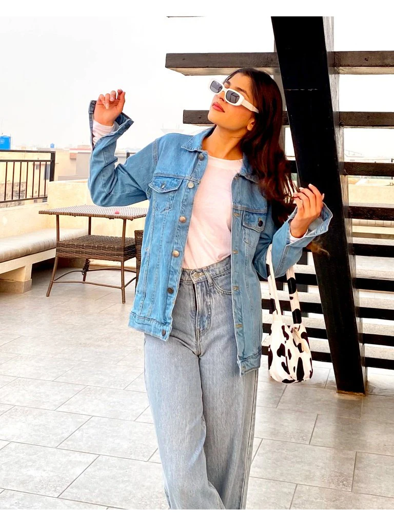 Sky Blue Medium Wash Denim Jacket