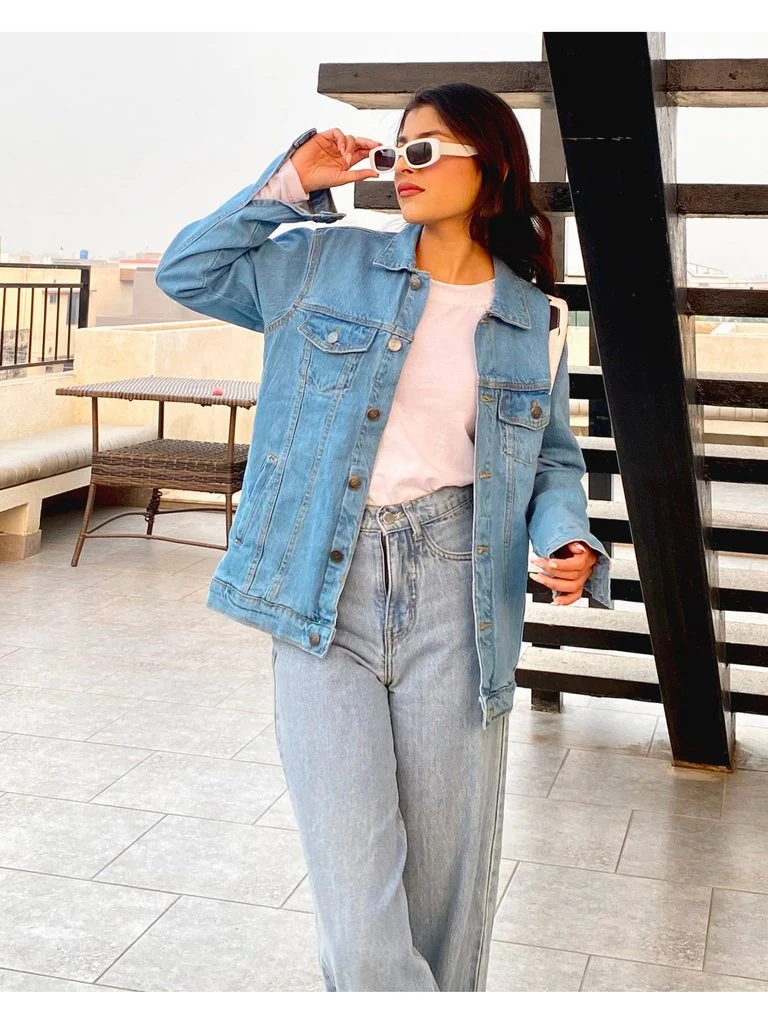 Sky Blue Medium Wash Denim Jacket - Image 2