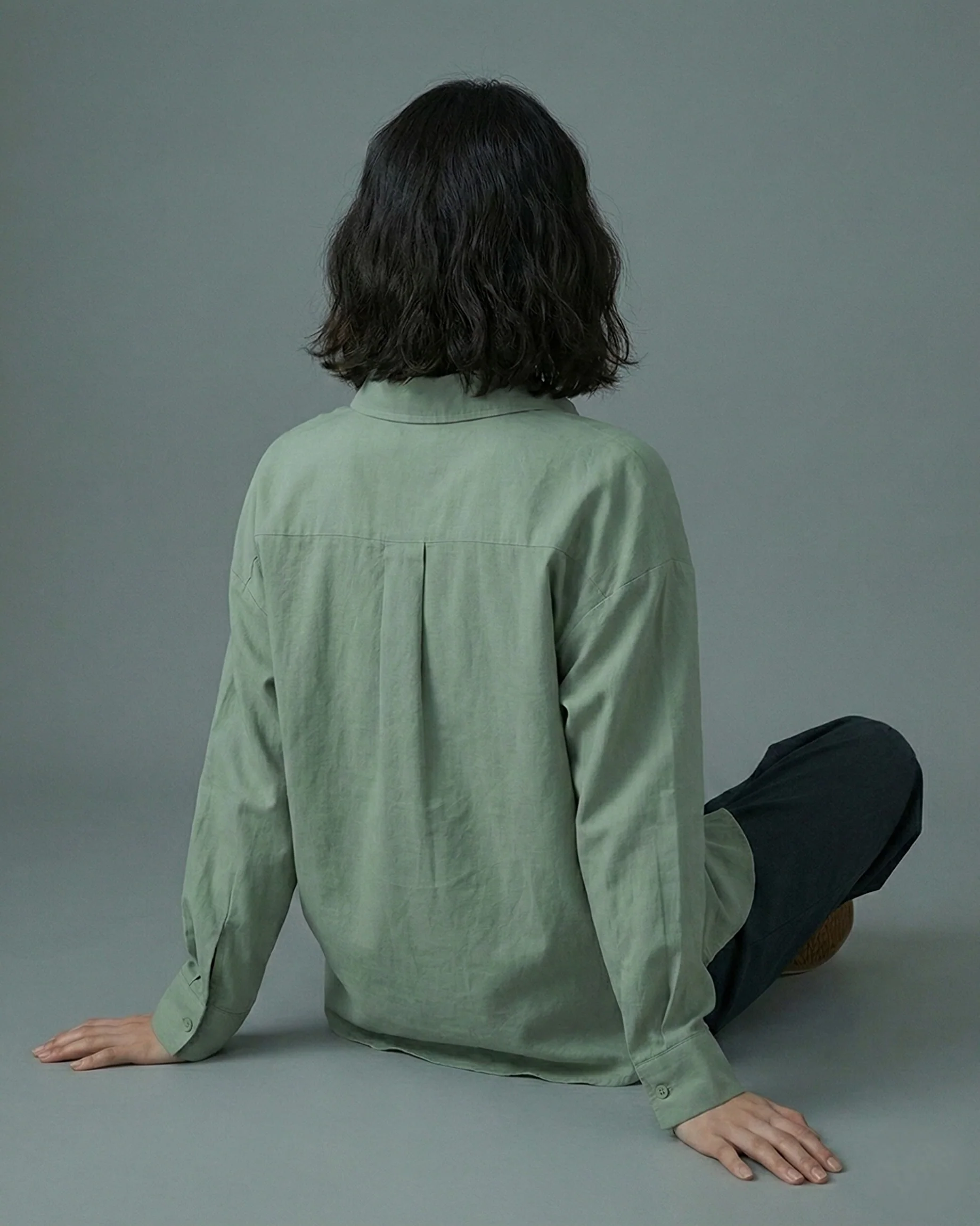 Button Up Pastel Green Oversized Shirt - Image 3