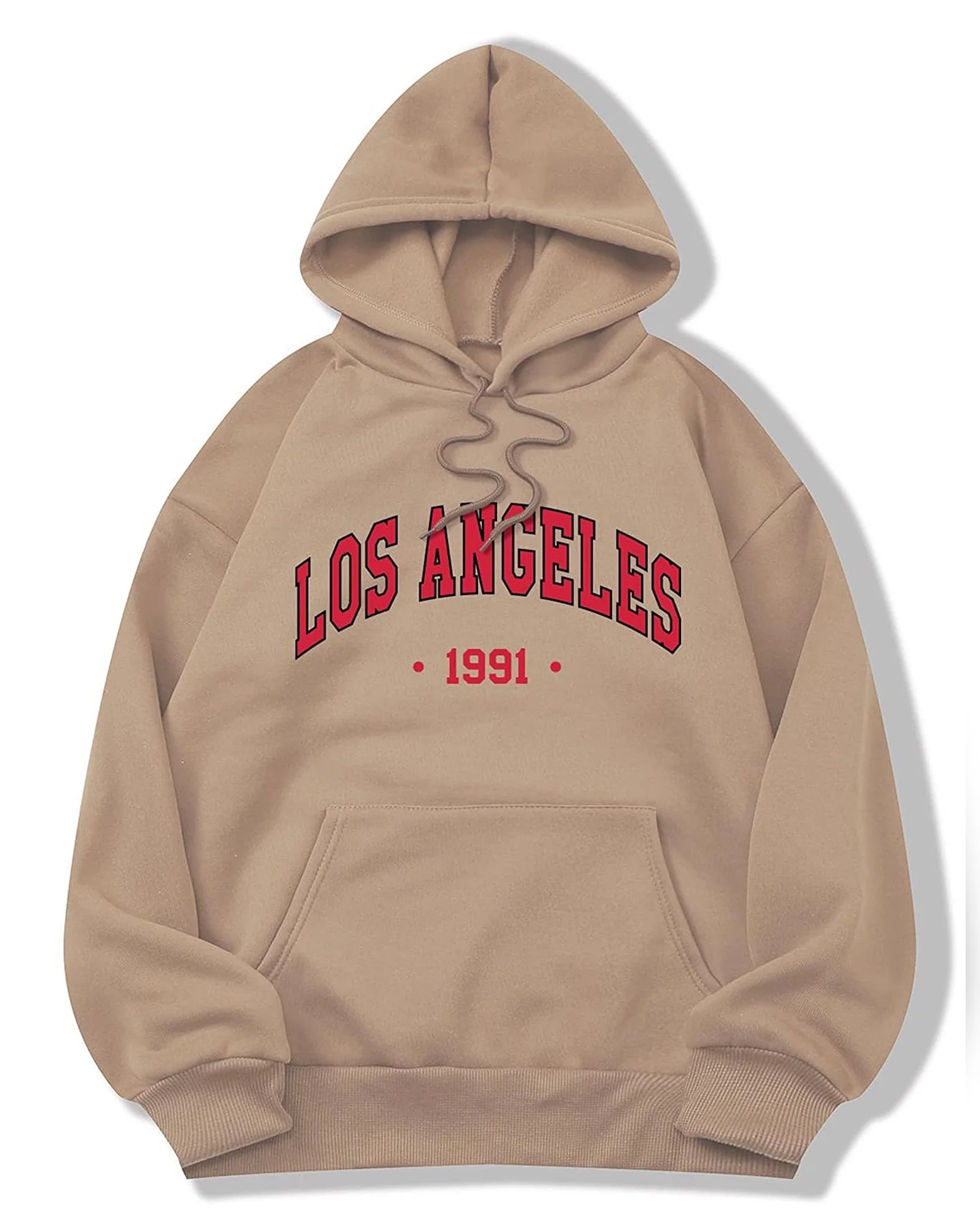Los Angeles Graphic Oversized Pullover Hood Sand - Image 2