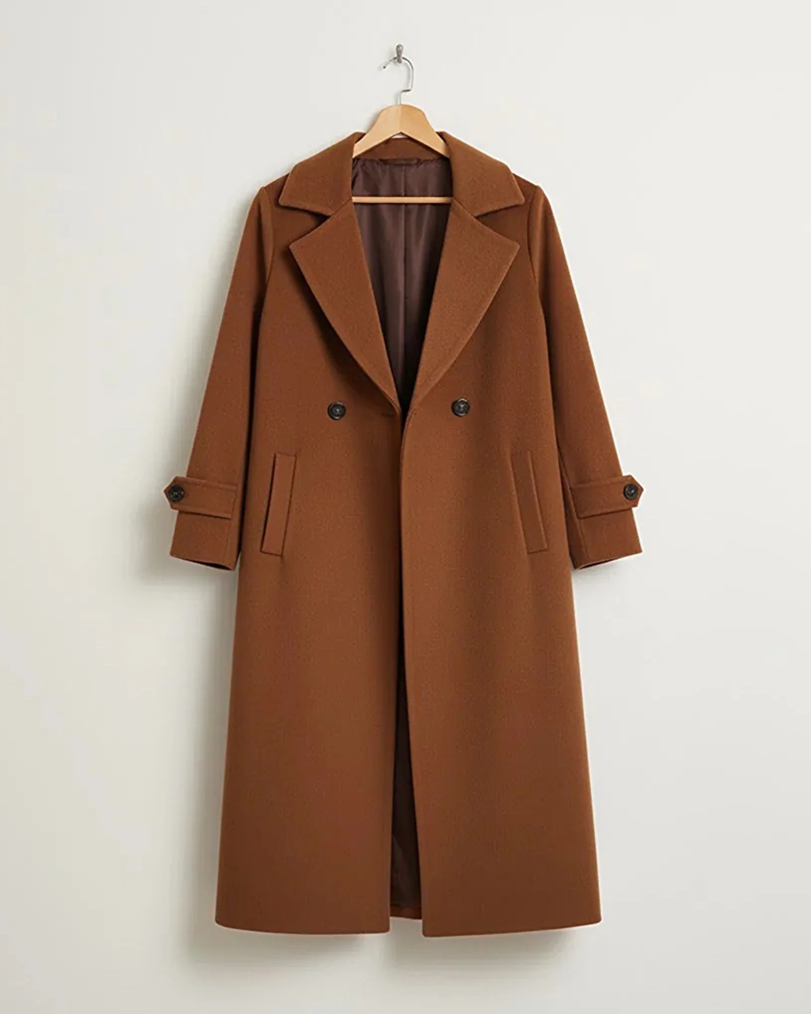 Classic Old Money Chic Long Coat Brown