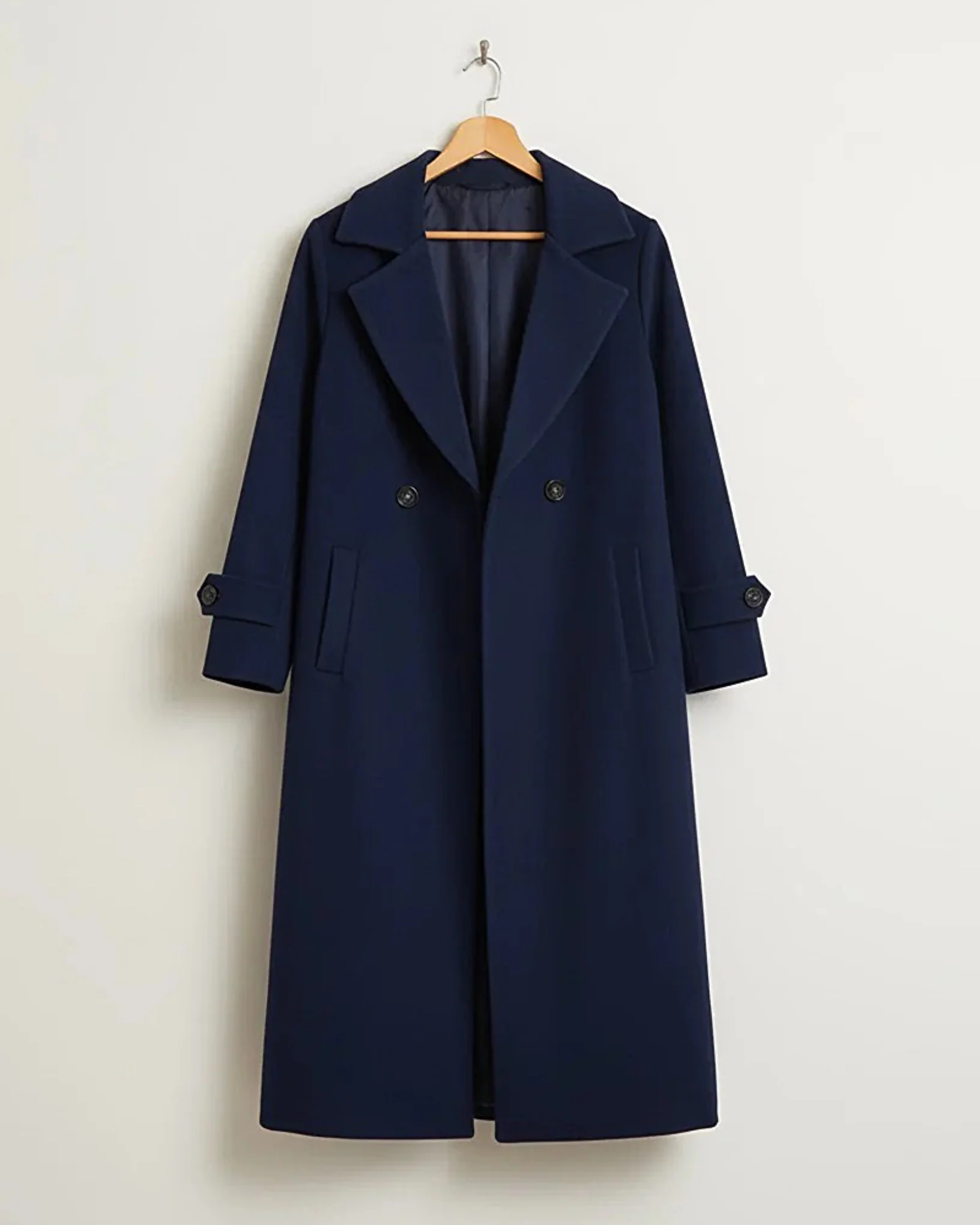 Classic Old Money Chic Long Coat Navy