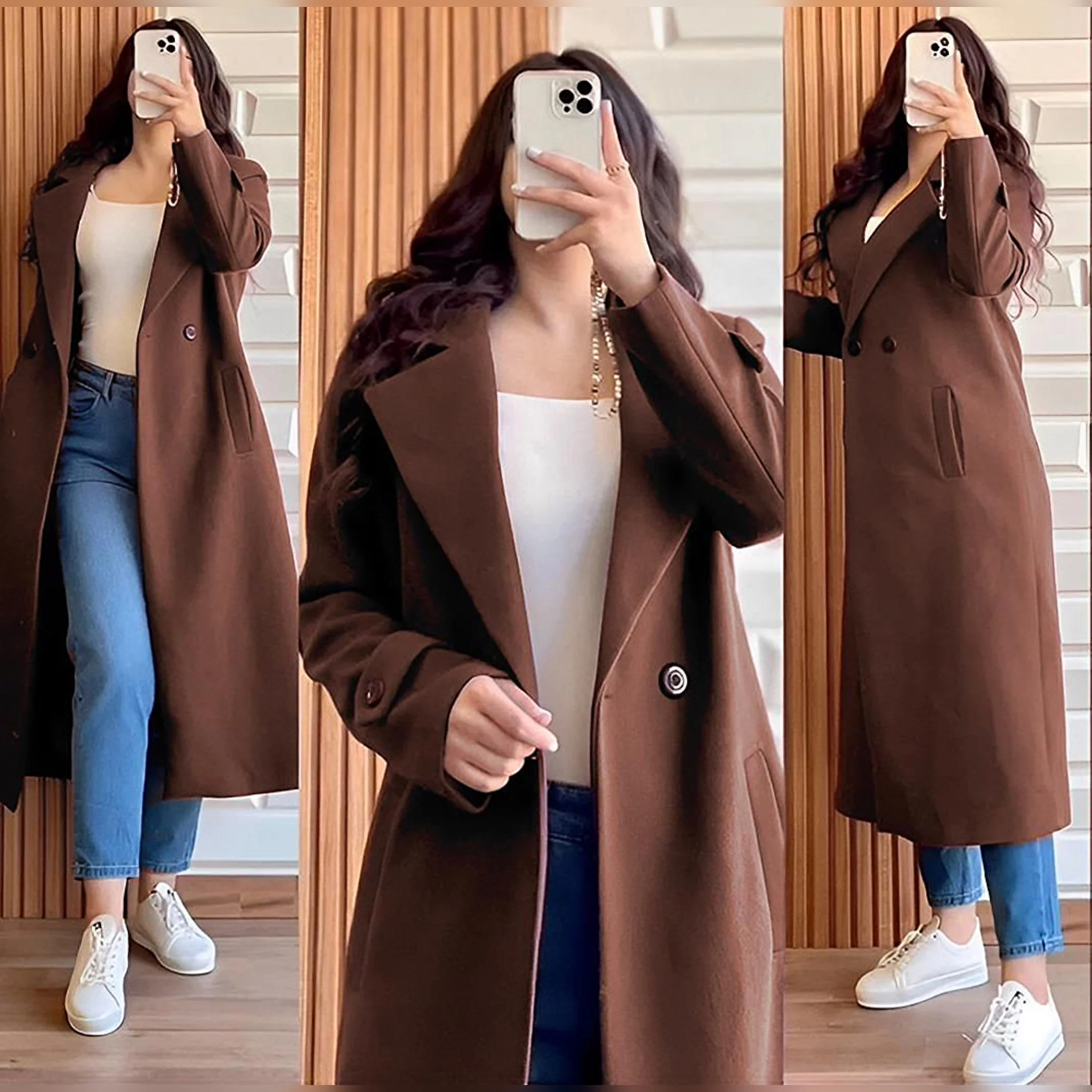 Classic Old Money Chic Long Coat Brown - Image 2