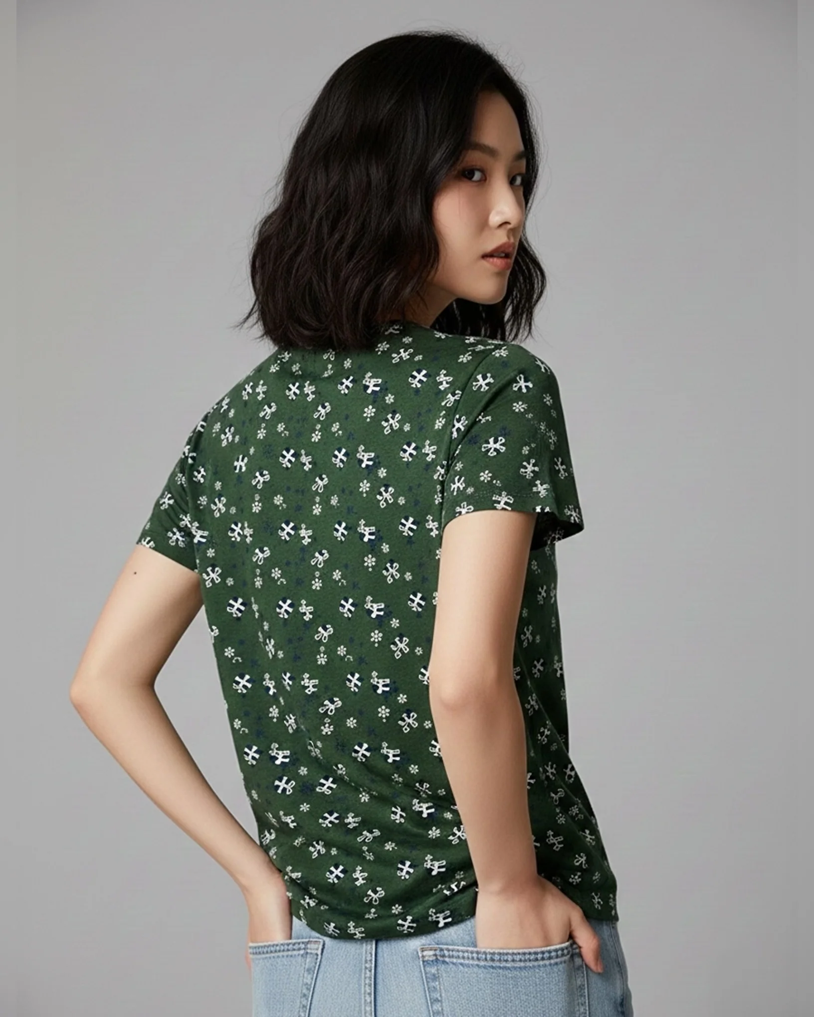 Joyful Bundles Crew Neck Short Sleeve All over Graphic Tee - Image 2