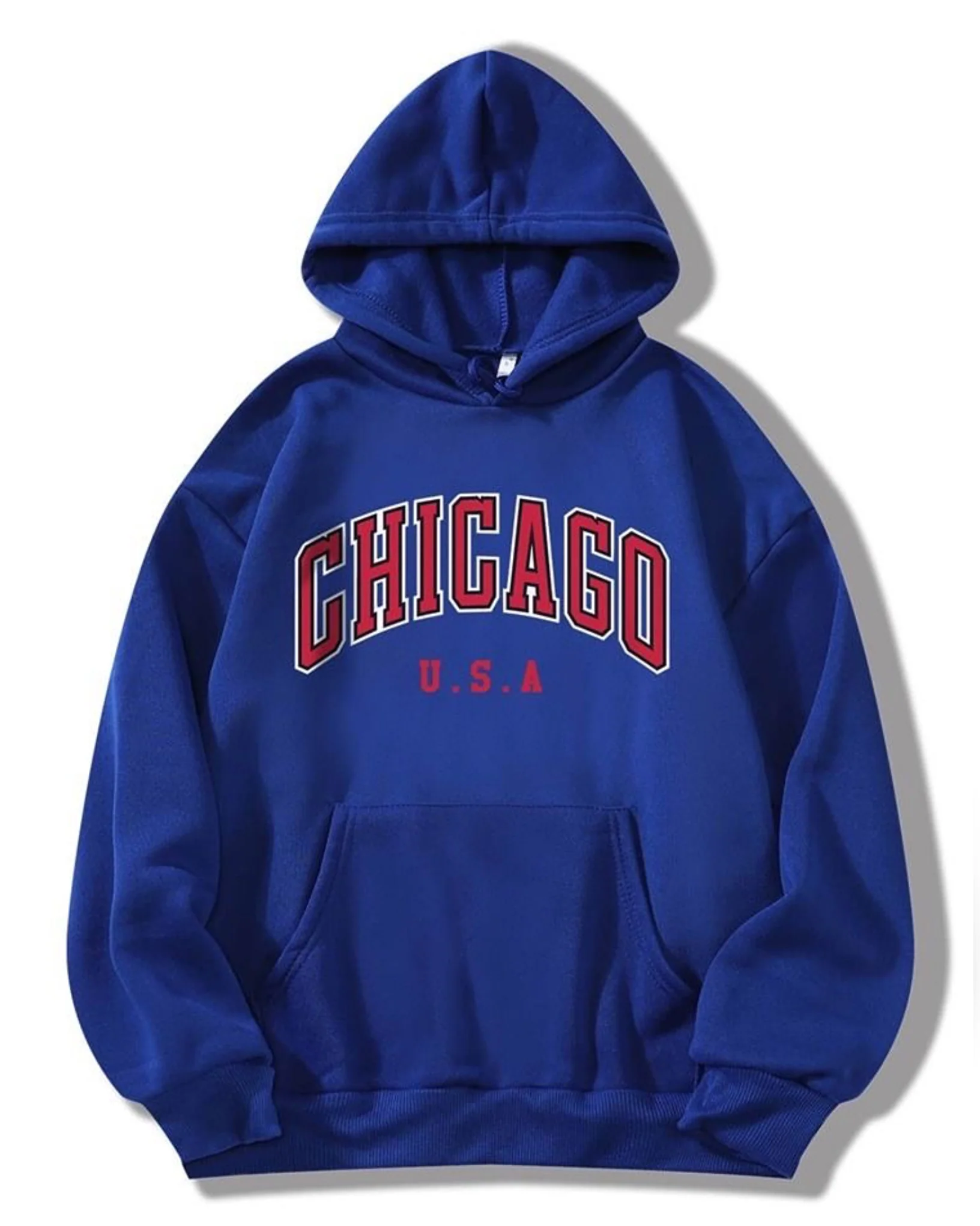 Chicago Graphic Oversized Pullover Hood Royal Blue