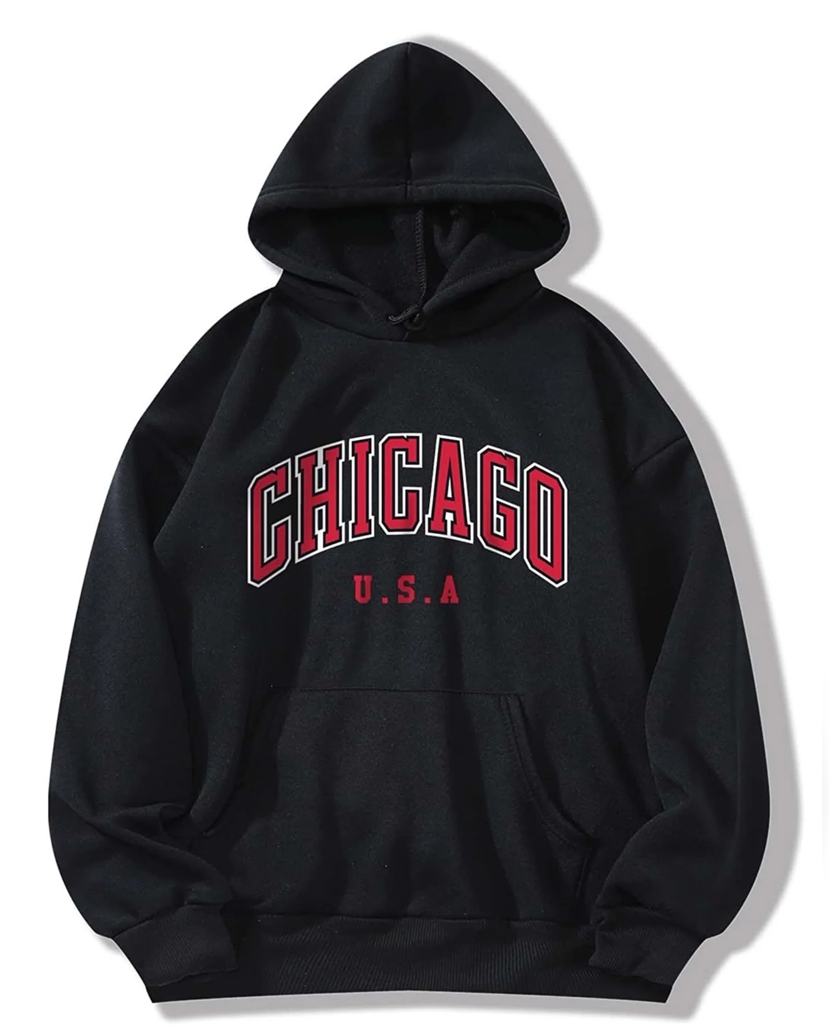 Chicago Graphic Oversized Pullover Hood Black
