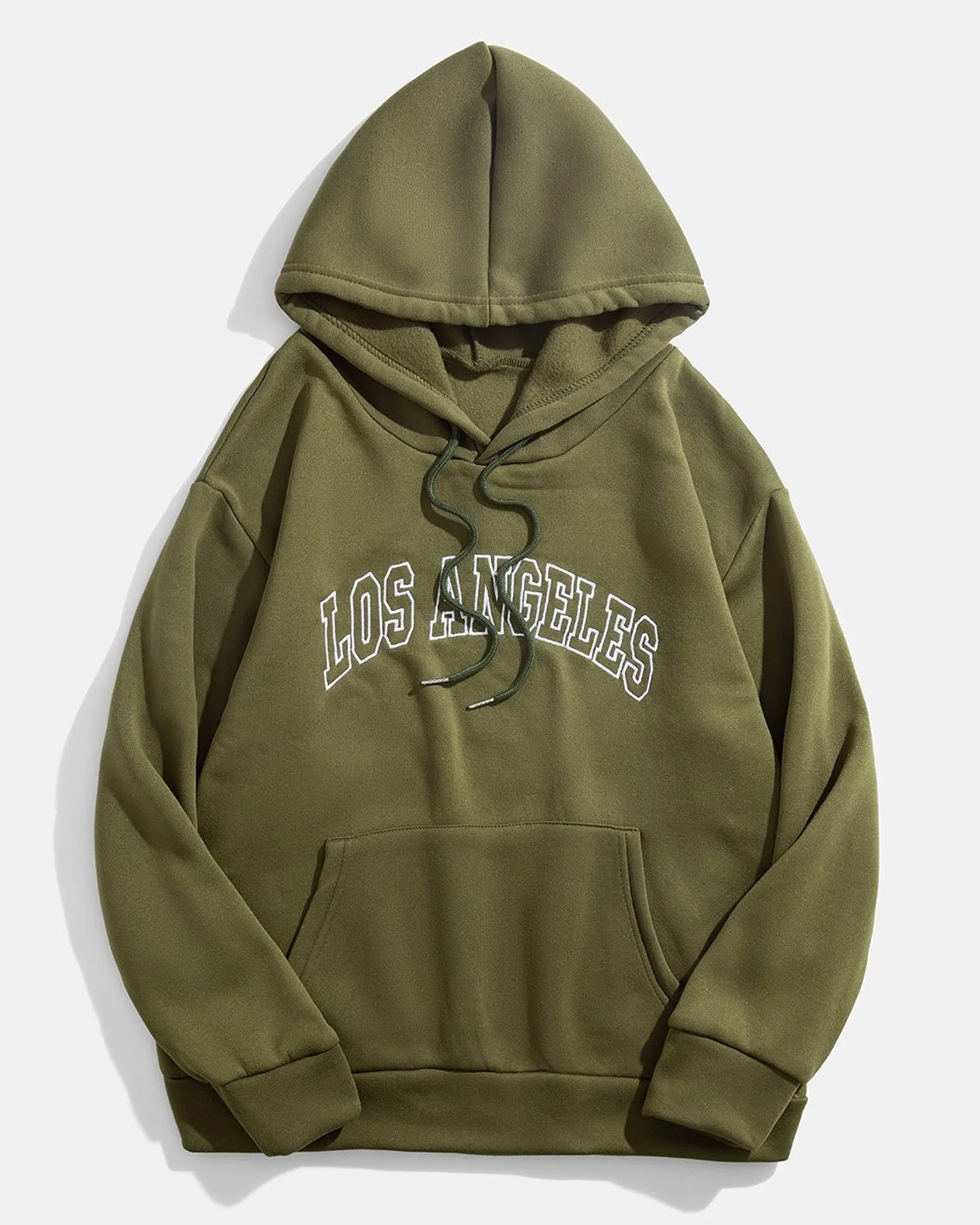 Los Angles Graphic Oversized Pullover Hood Olive
