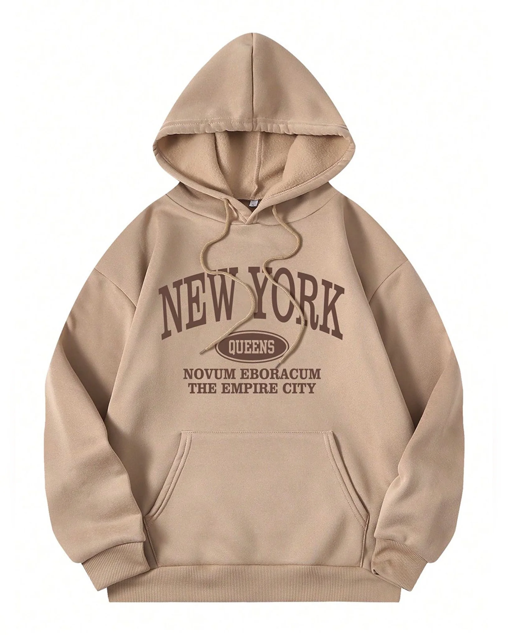 New York Graphic Oversized Pullover Hood Sand - Image 2