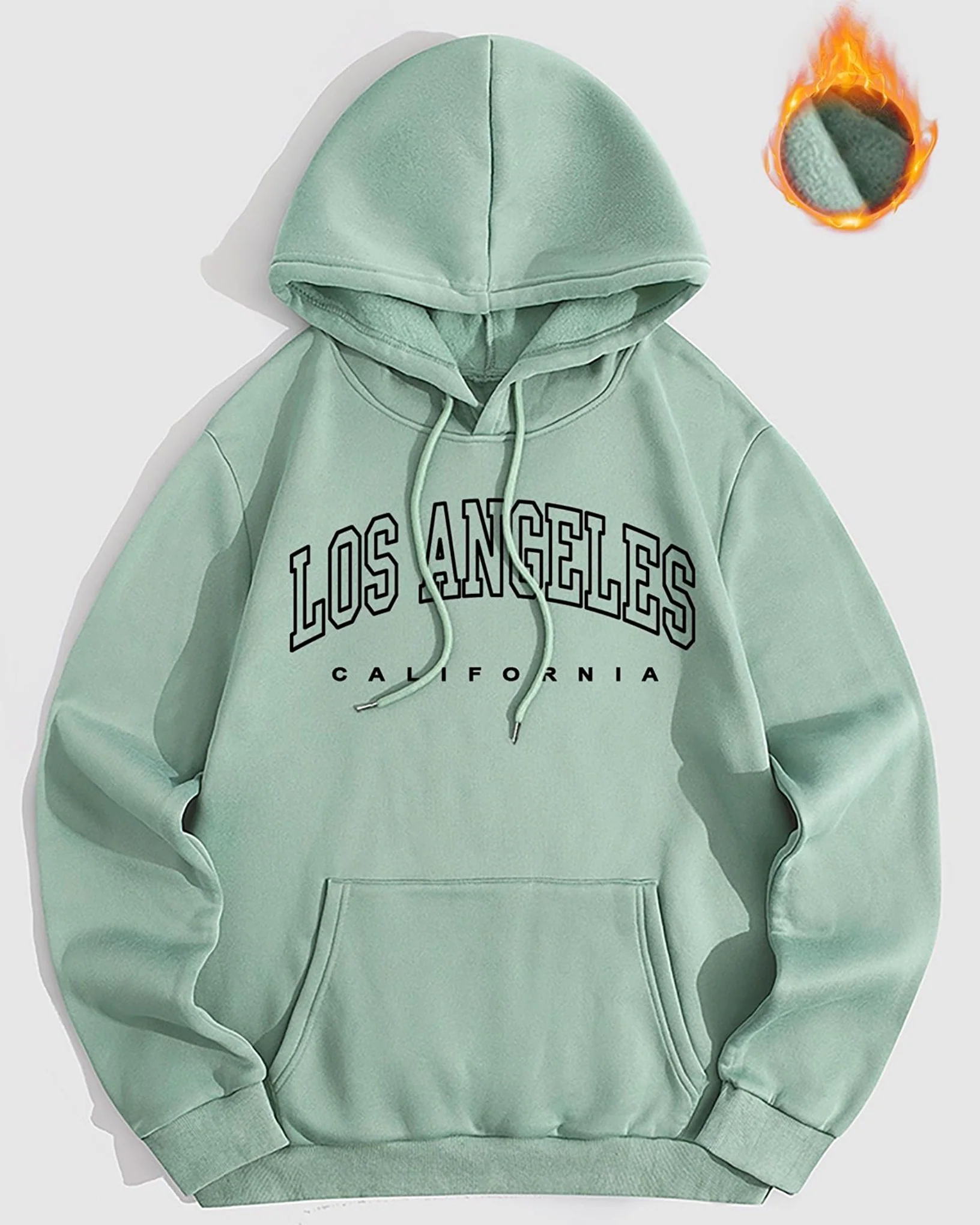Los Angles Graphic Oversized Pullover Hood Pistachio - Image 2