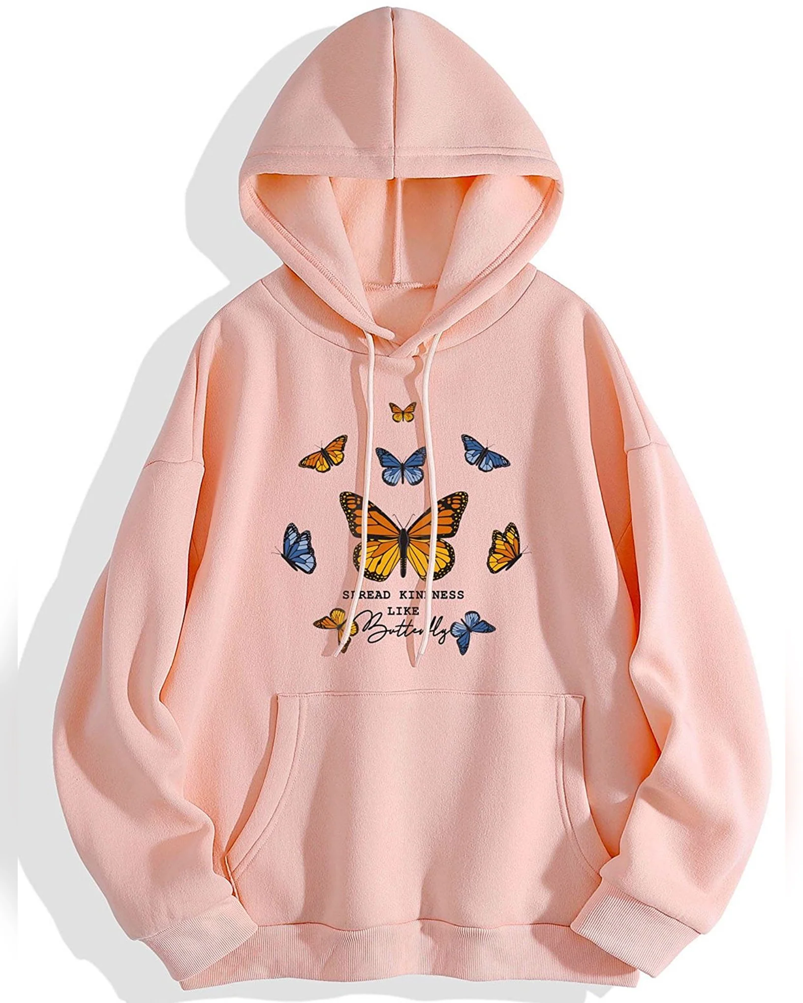 Spread Kindness Graphic Oversized Pullover Hood Peach - Image 2
