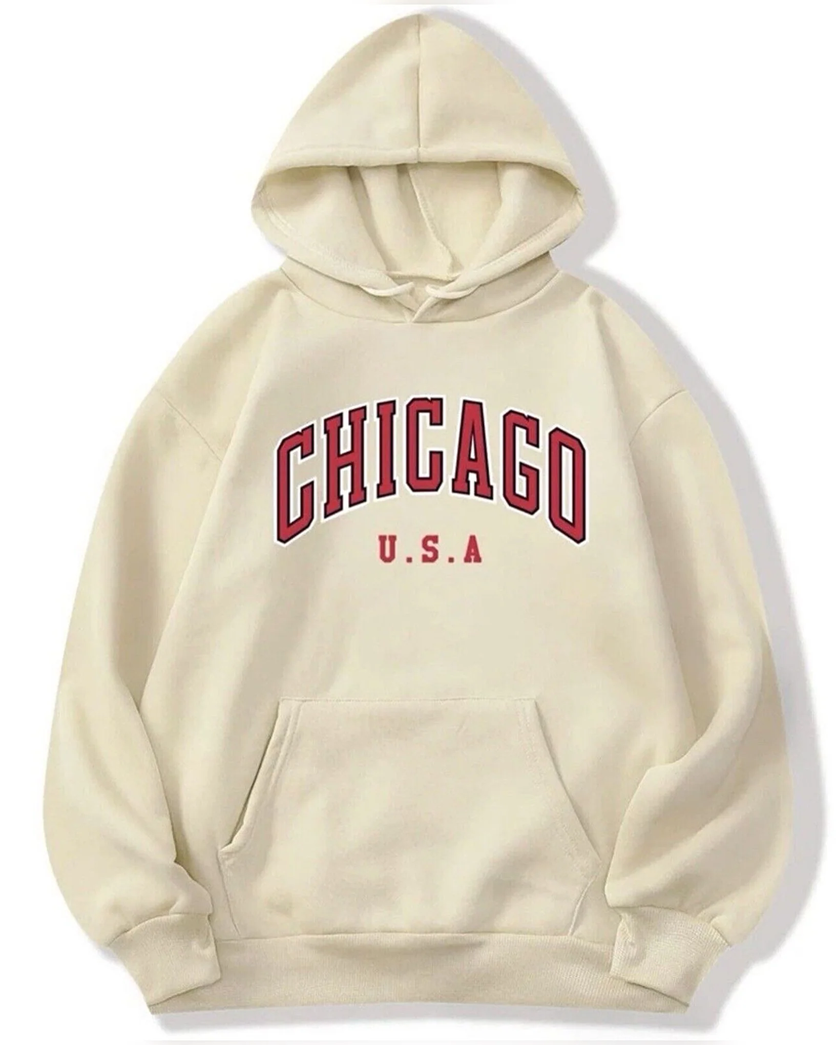 Chicago Graphic Oversized Pullover Hood Pastel Cream - Image 2