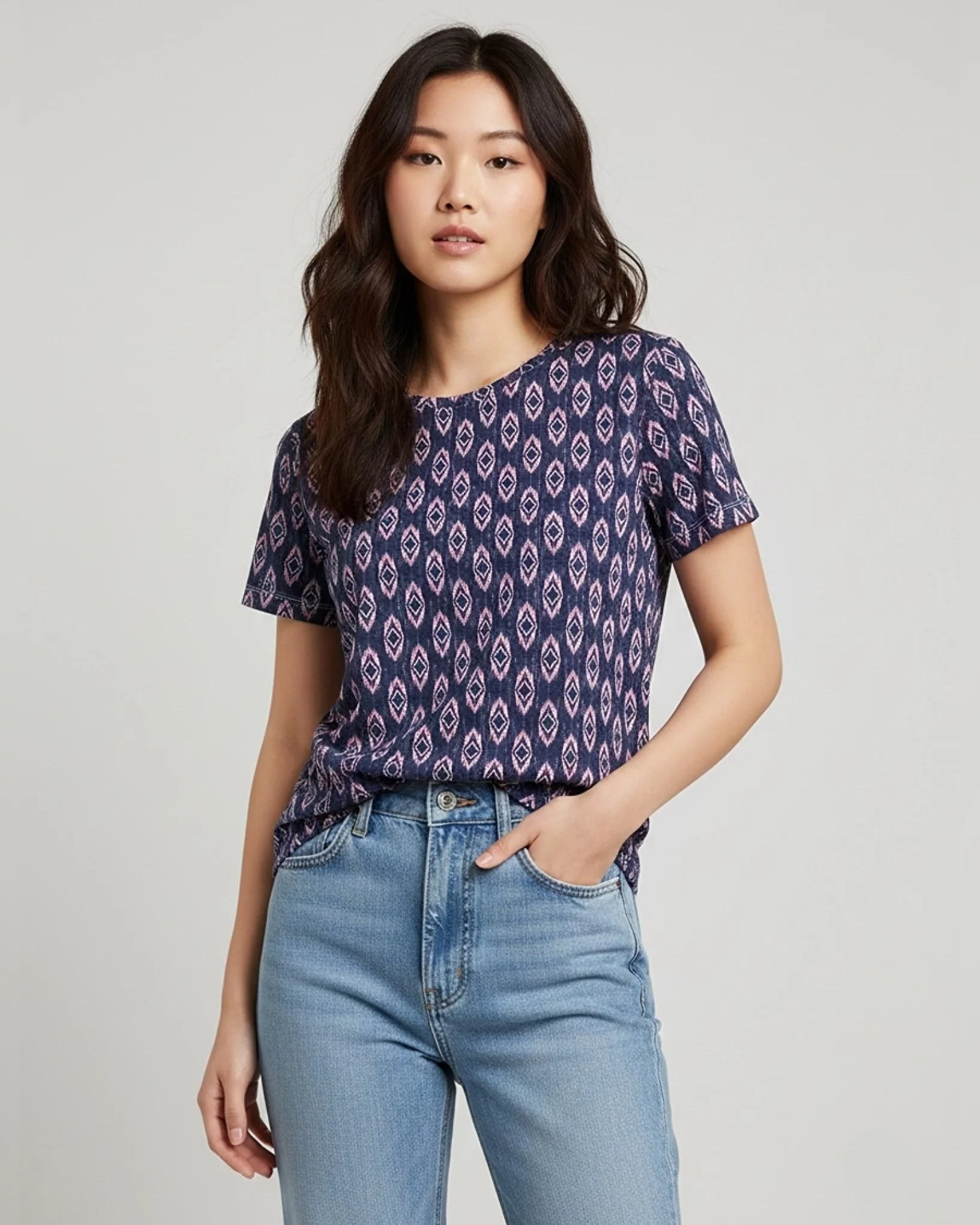Abstract Crew Neck Short Sleeve All over Graphic Tee