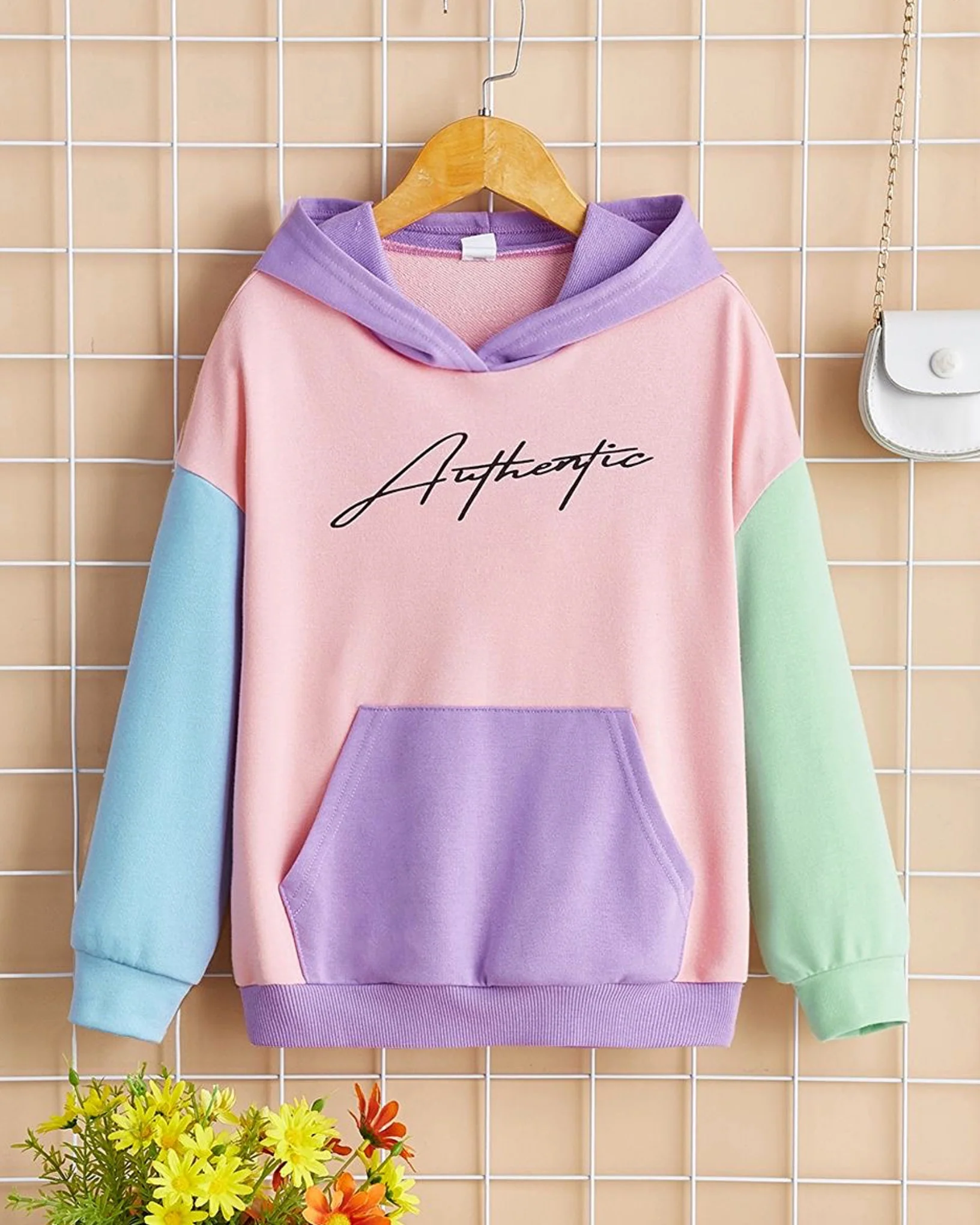 Authentic Pastel Contrast Colour Block Oversized Hood - Image 2