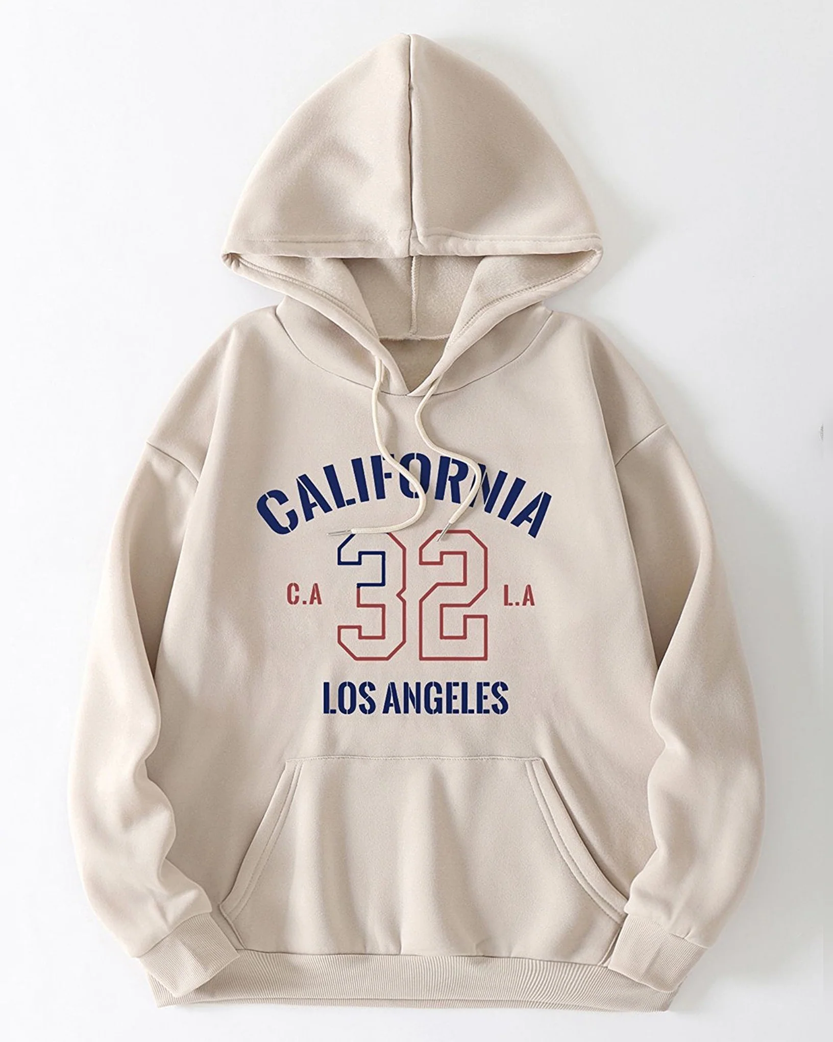 LA California Graphic Oversized Pullover Hood Beige