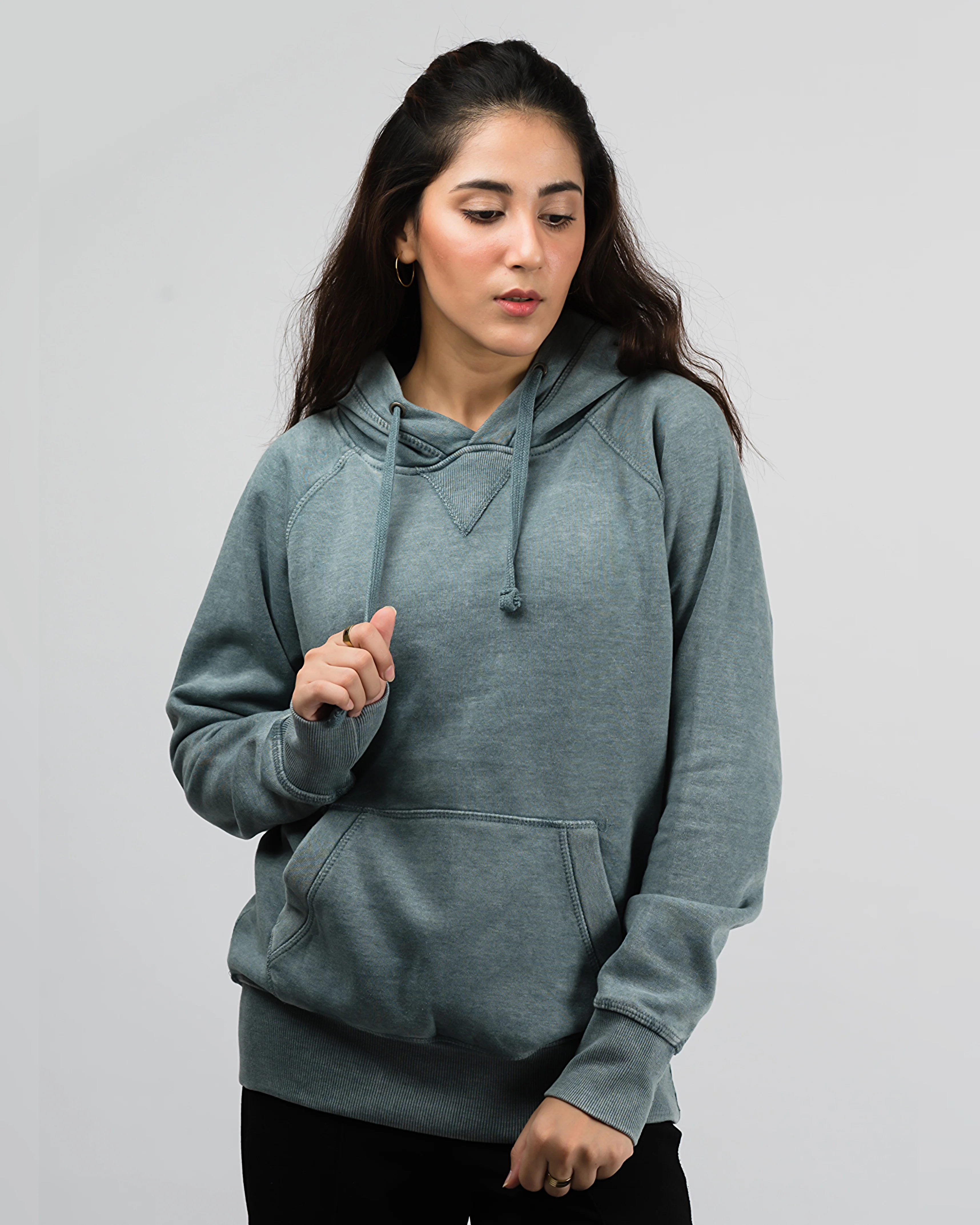 Premium Vintage Wash Oversized Hood Teal