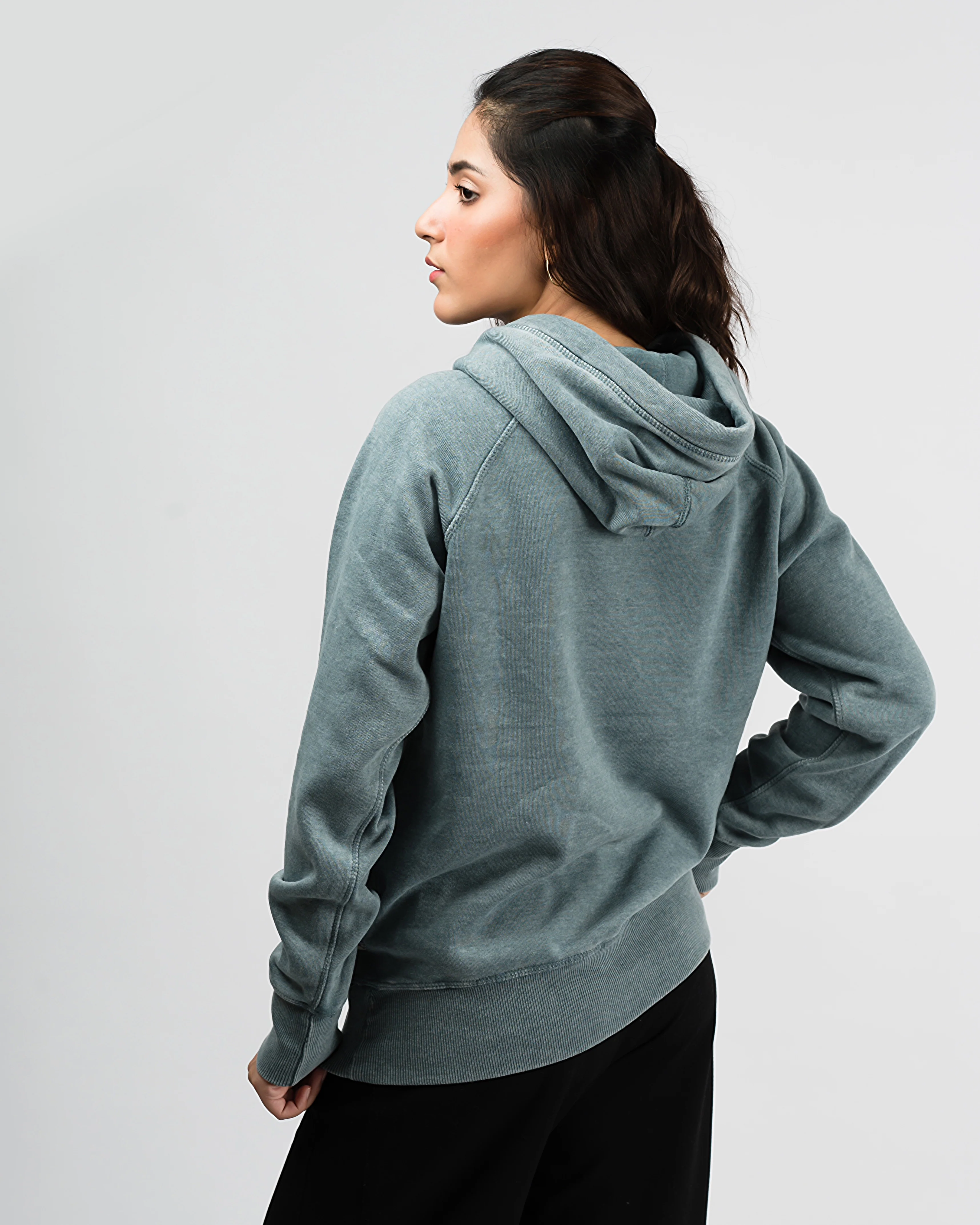 Premium Vintage Wash Oversized Hood Teal - Image 2