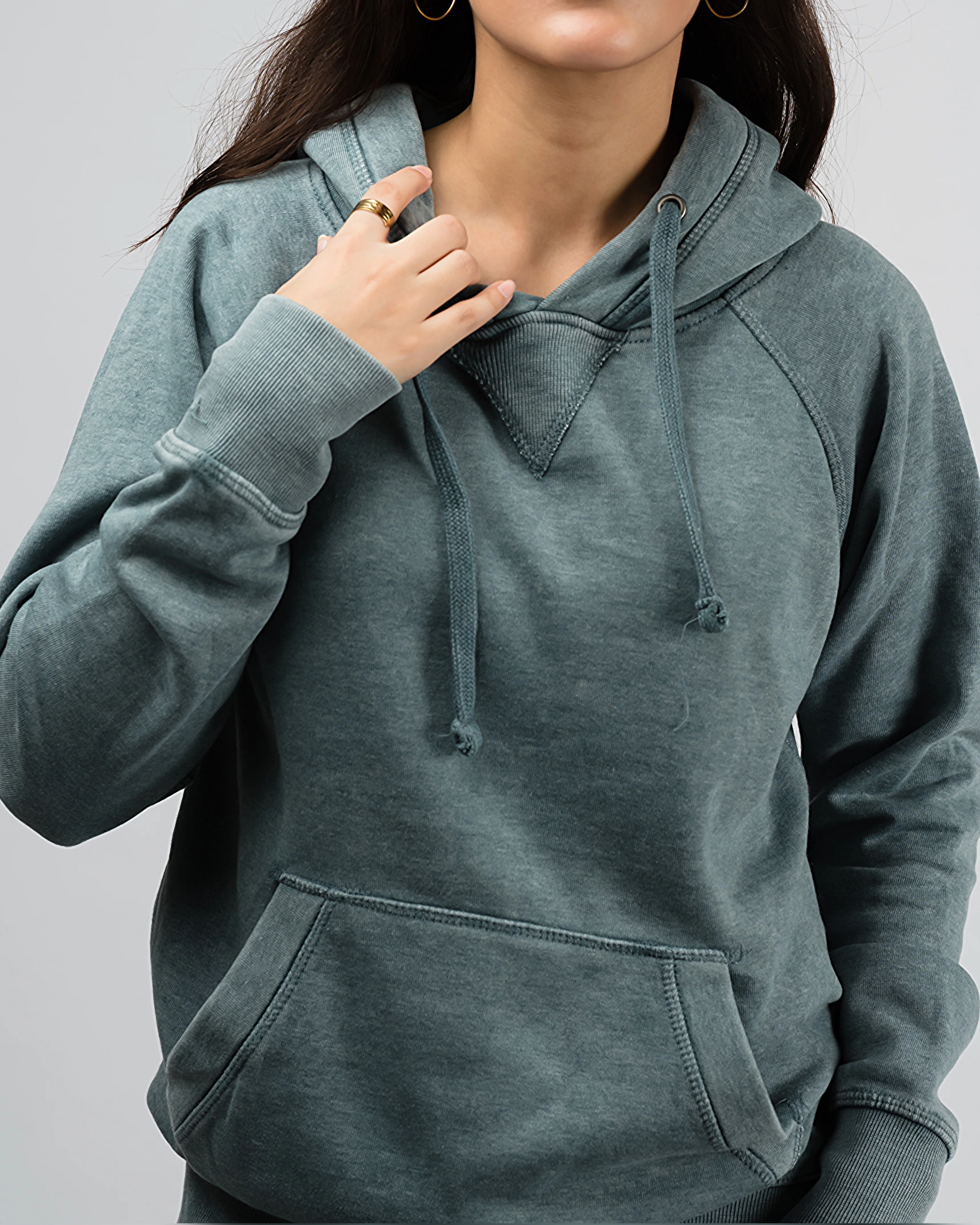 Premium Vintage Wash Oversized Hood Teal - Image 3