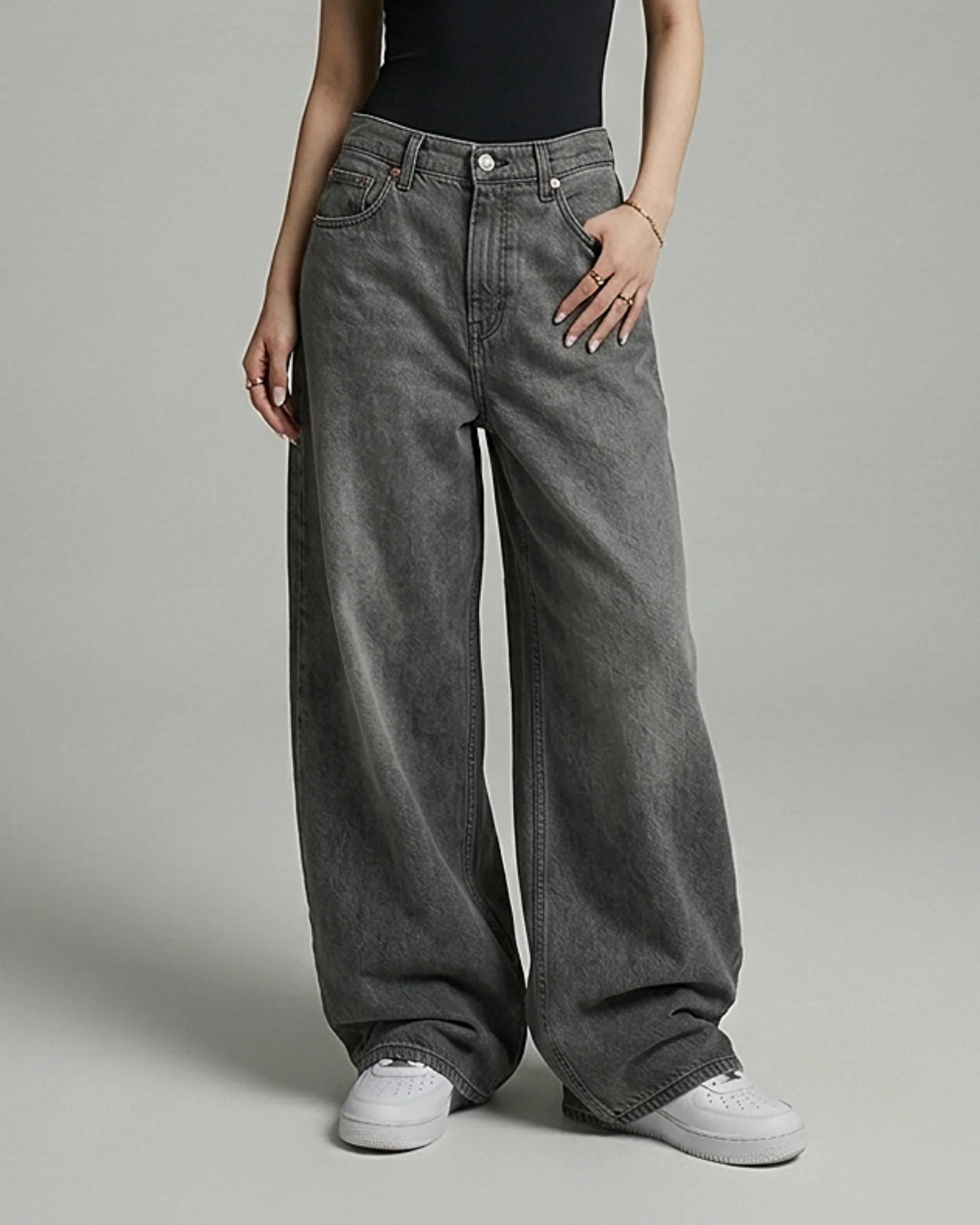 Shadow Core Baggy Denim Jeans Cloud Grey - Image 2