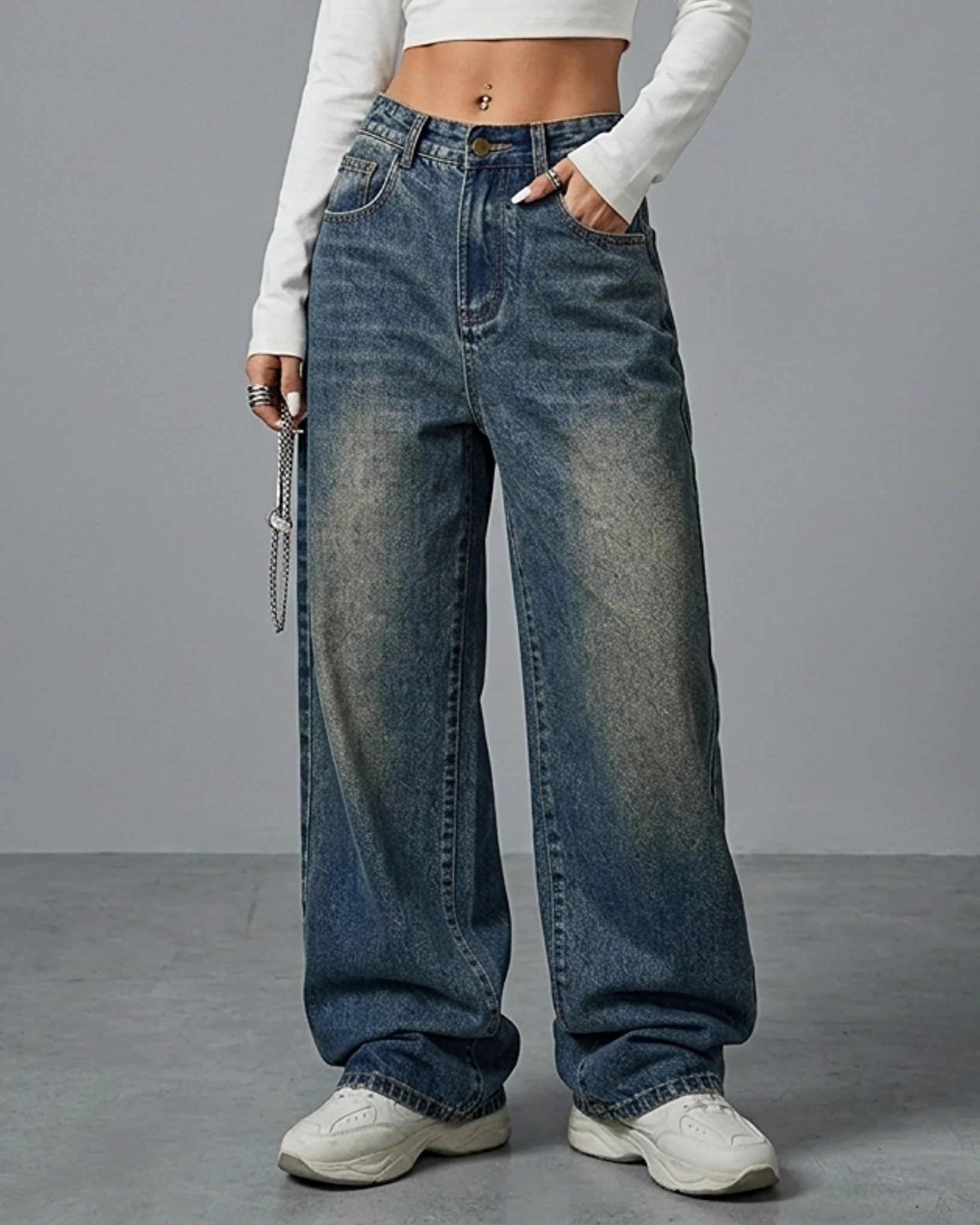 Shadow Core Baggy Denim Jeans Acid Faded