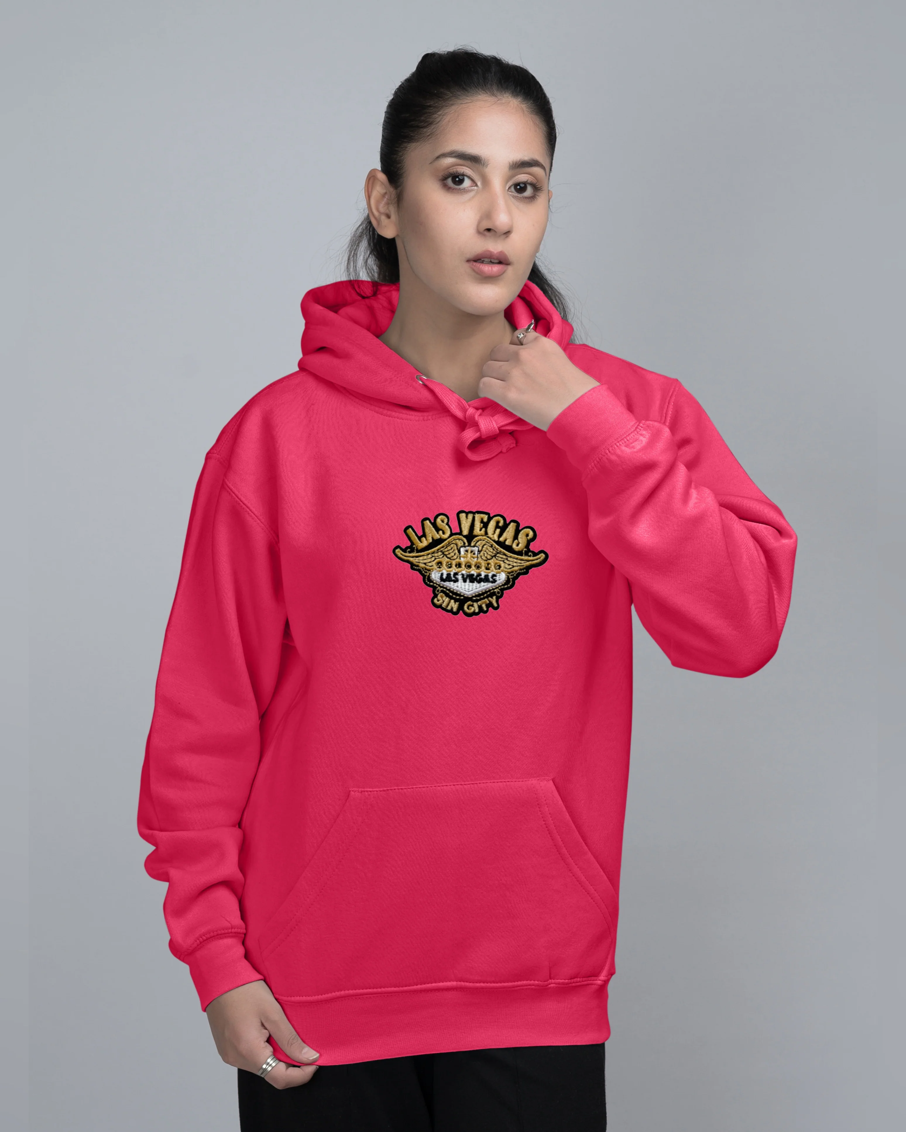 Las Vegas Embroidered Patched Oversized Pullover Hood