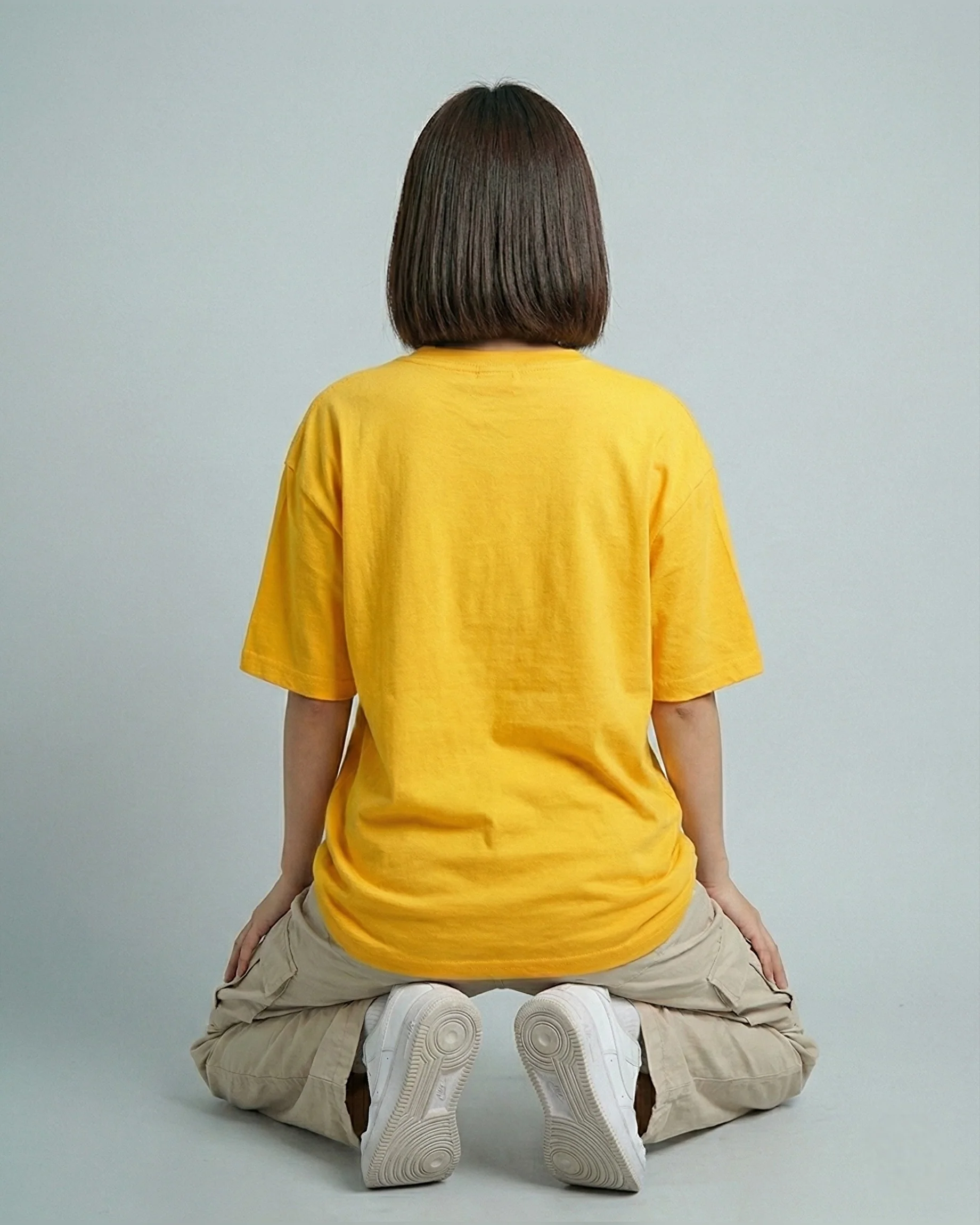 Courage Dog Graphic Vneck Drop Shoulder Oversized Tee Yellow - Image 3