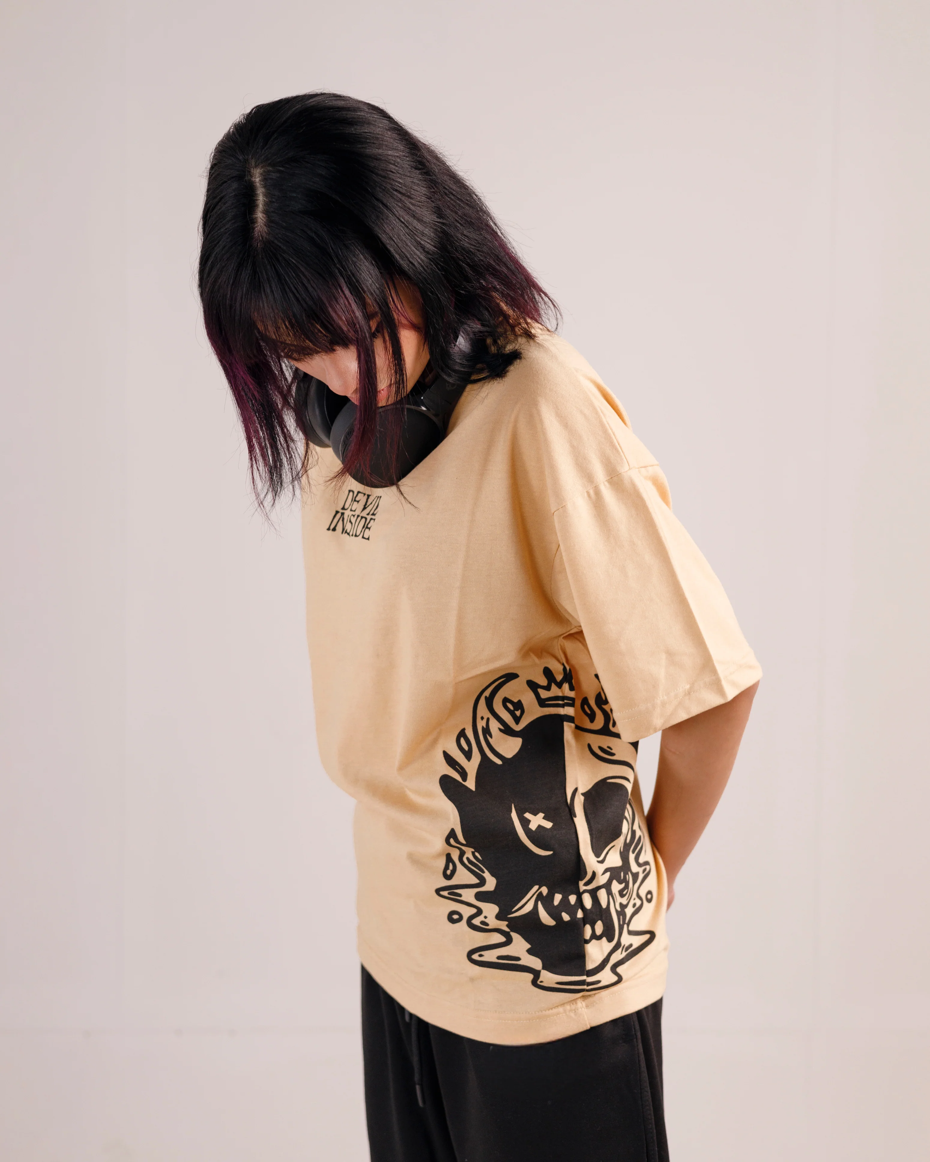Devil Inside Graphic Drop Shoulder Oversized Tee - Image 3