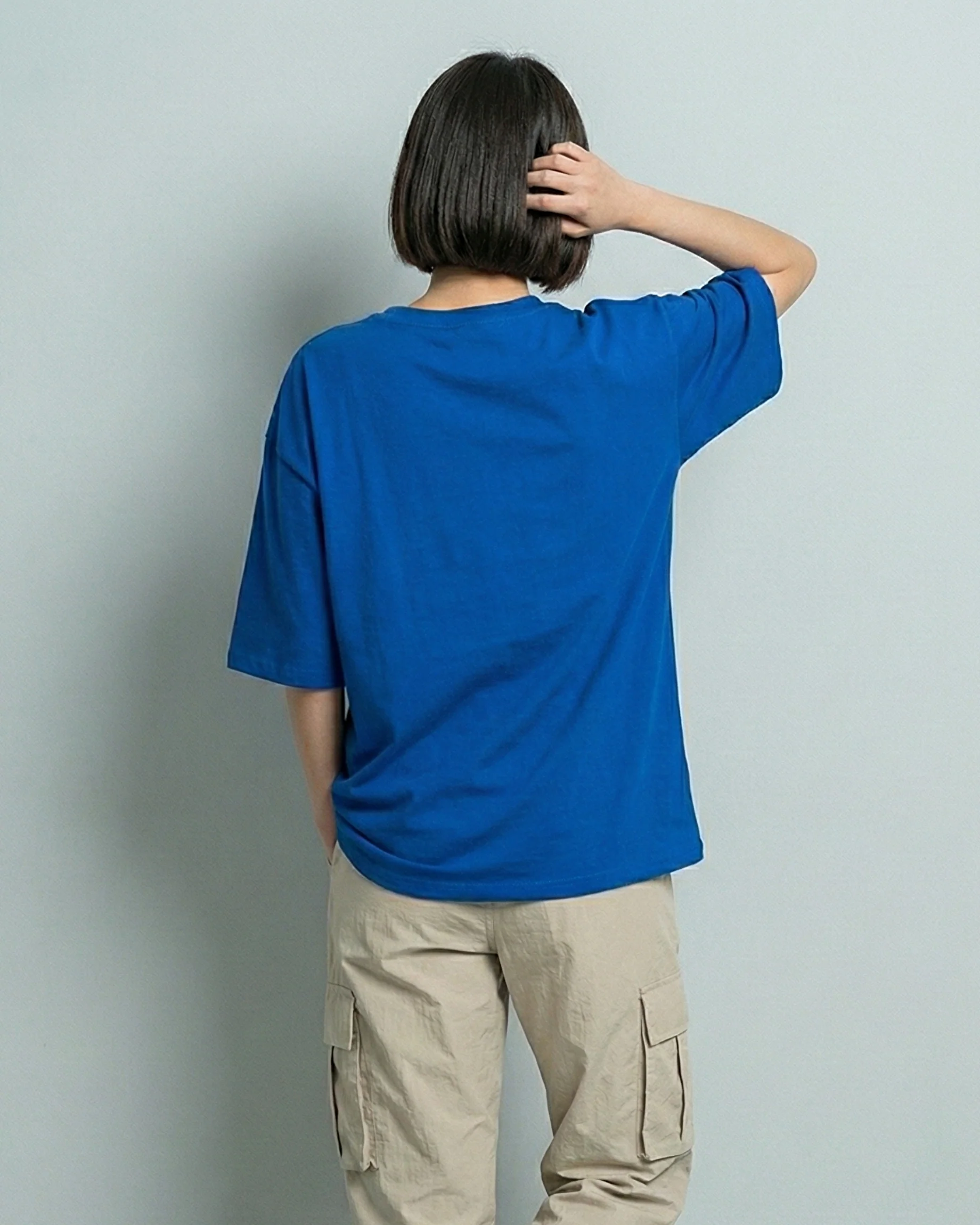 Disney Mickey Graphic Vneck Drop Shoulder Oversized Tee Blue - Image 3