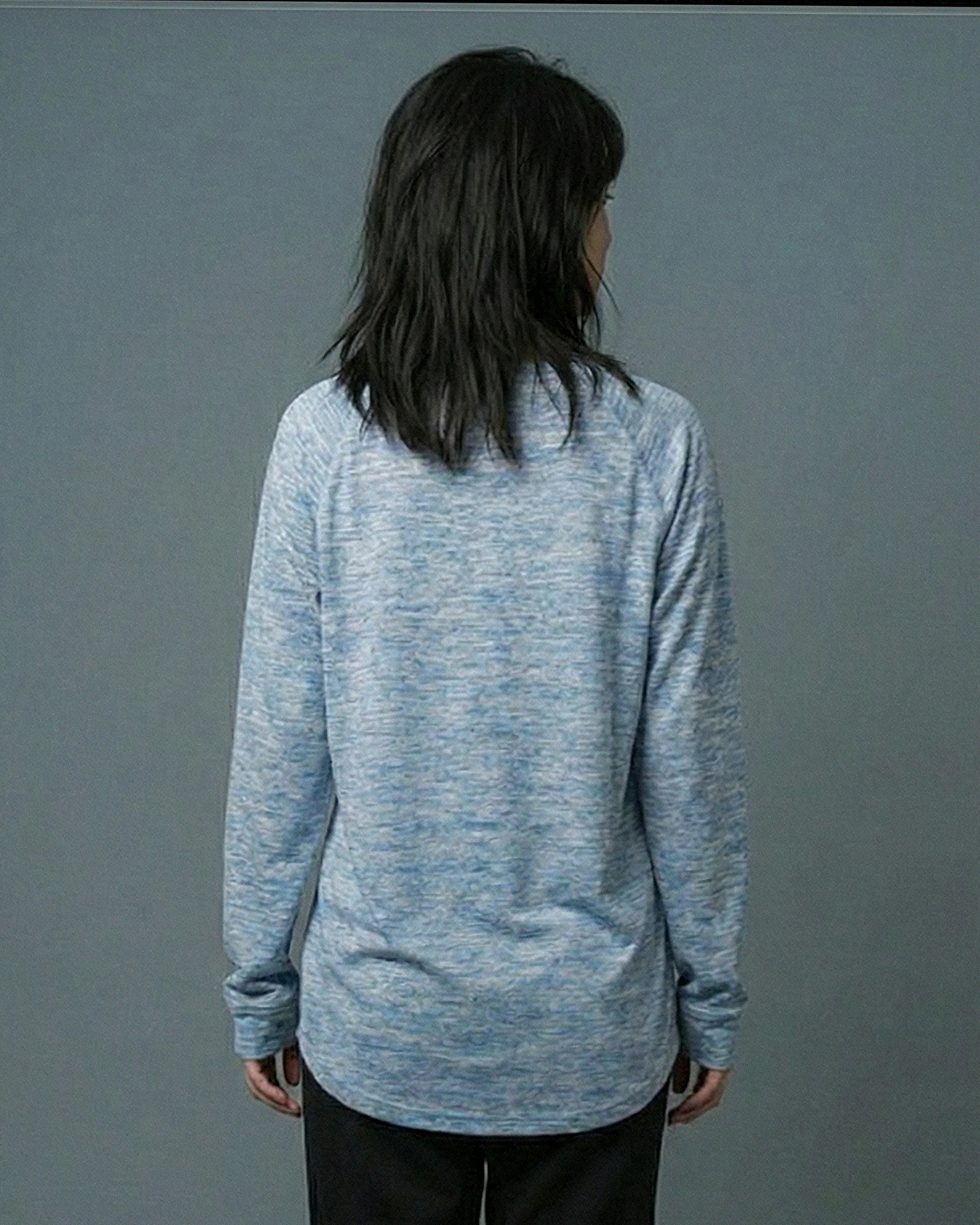 Henley Style R Athletic Long Sleeve Oversized Tee Blue - Image 3