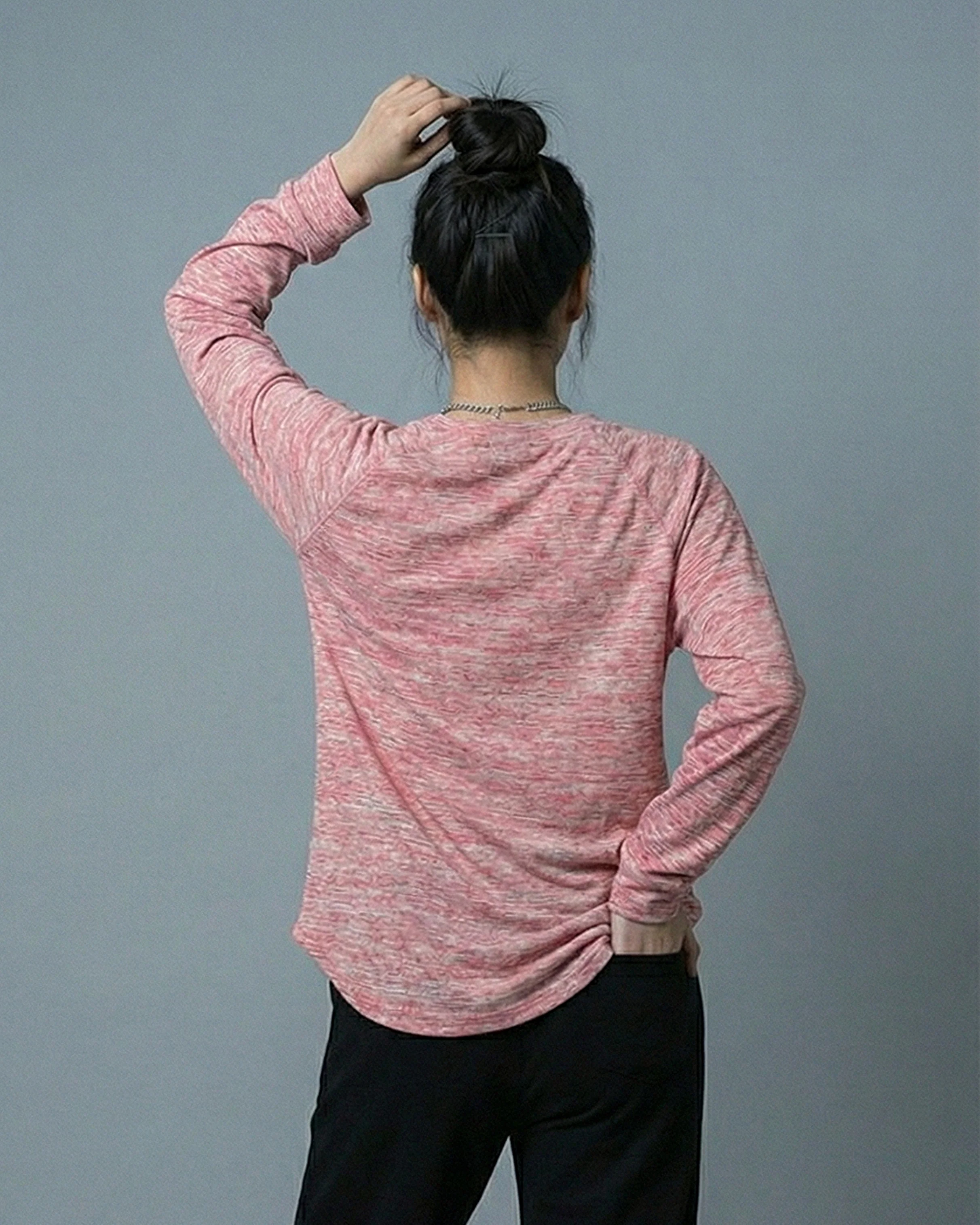 Henley Style R Athletic Long Sleeve Oversized Tee Peach - Image 3