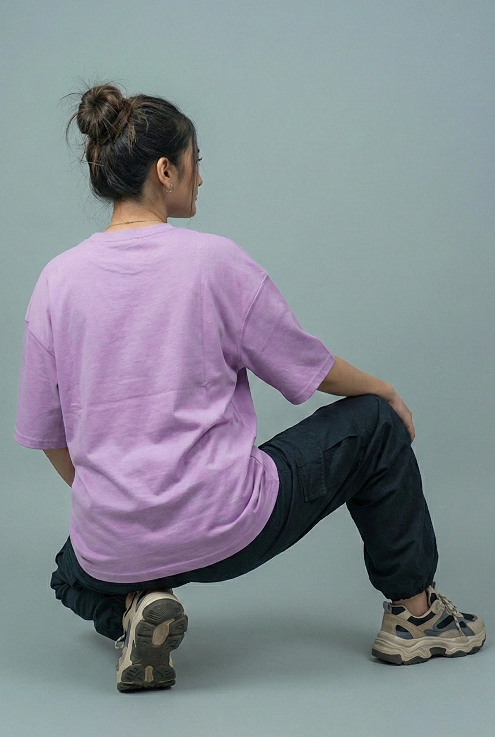 Hi Kitty Embroidered Patched Drop Shoulder Oversized Tee Lavender - Image 3