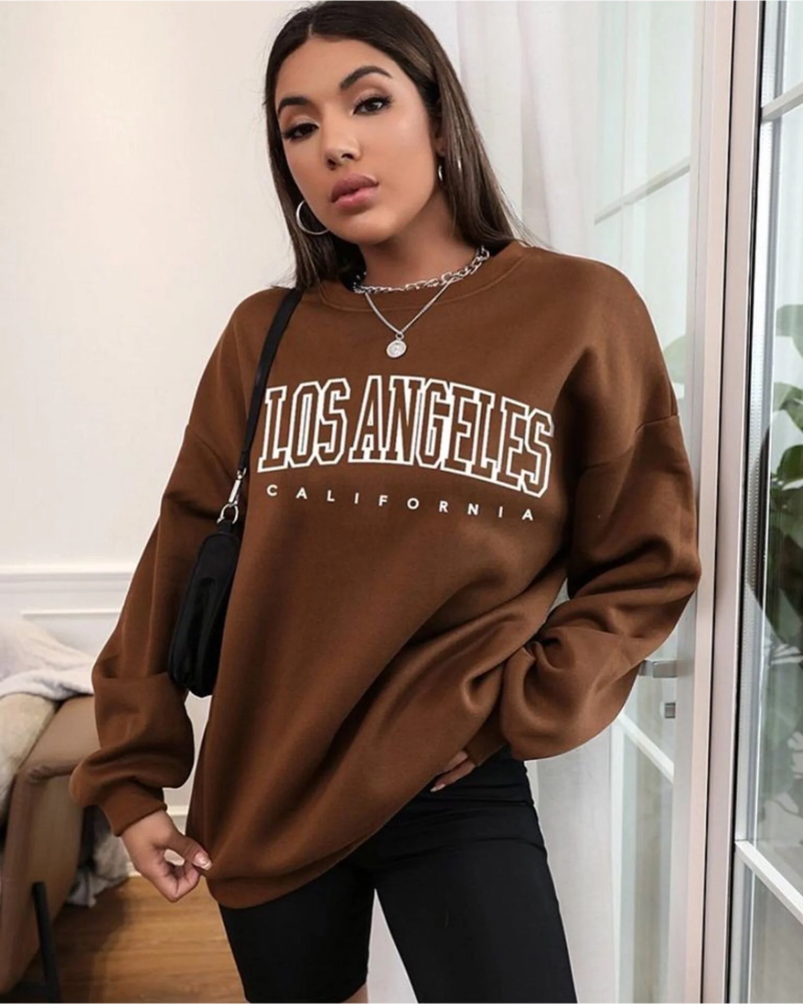 Los Angeles Graphic Sweatshirt Brown - Image 2