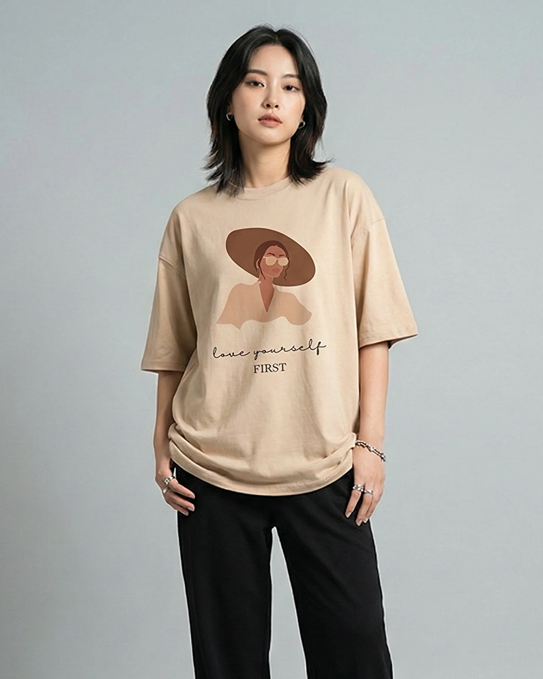 Love Yourself Graphic Drop Shoulder Oversized Tee