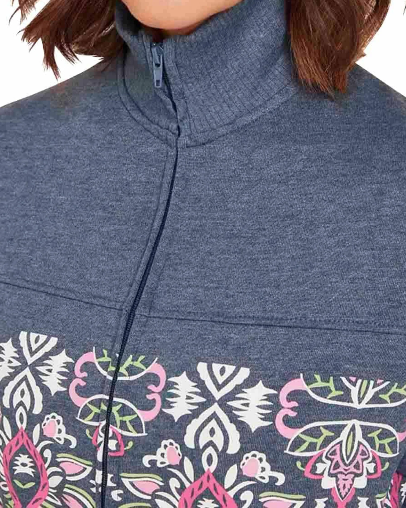 Mexican Mockneck Fleece Zipper Jacket Blue - Image 3