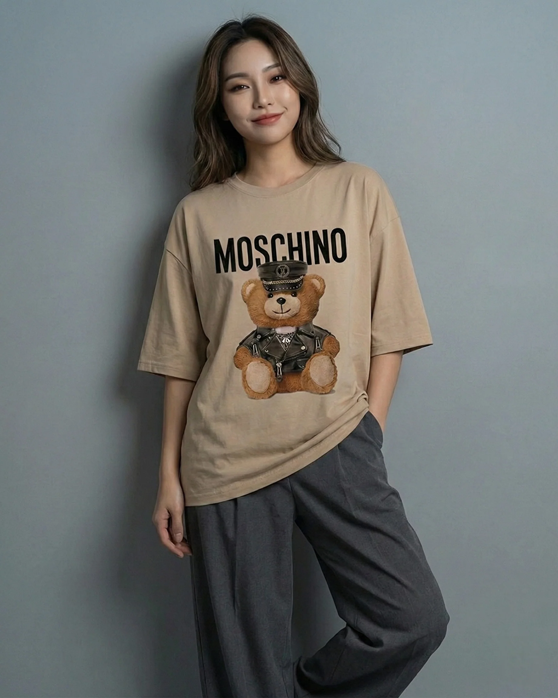 Moschino Bear Graphic Drop Shoulder Oversized Tee