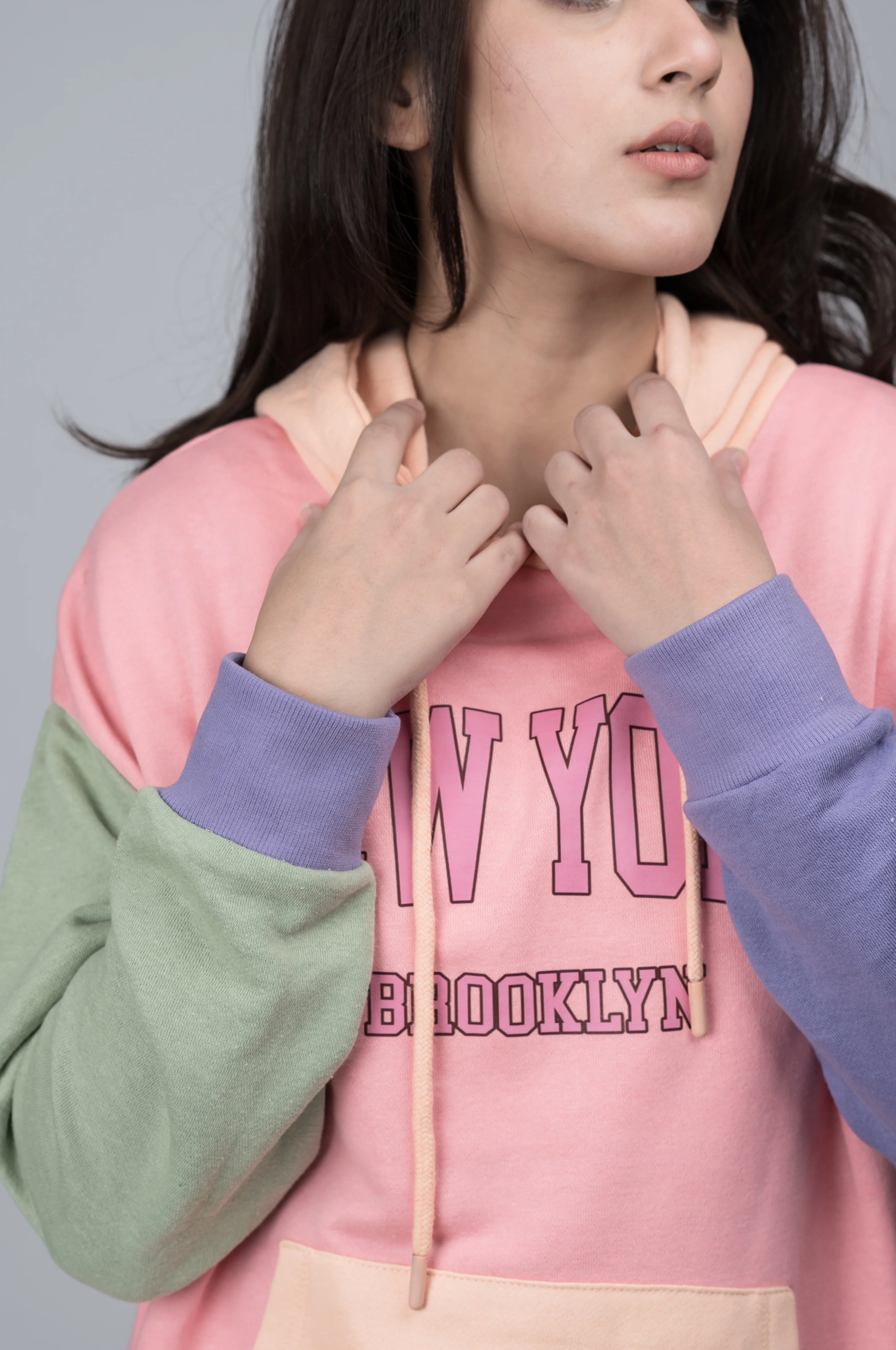 New York Contrast Colour Block Oversized Hood - Image 3