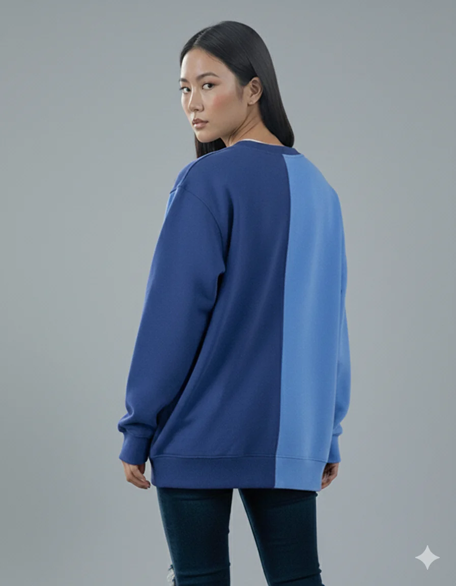 New York Spliced Sweatshirt Teal&Blue Split - Image 2