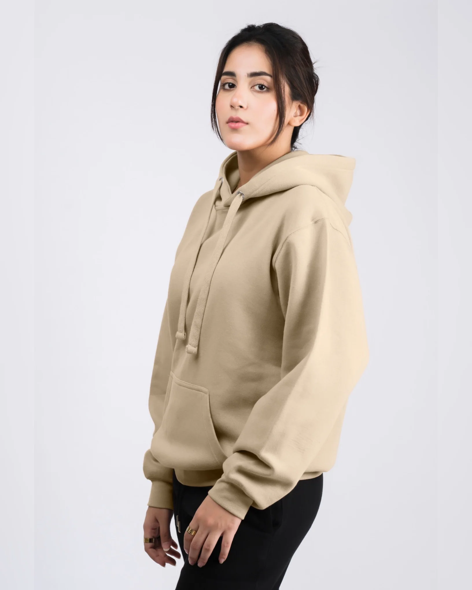 Premium Oversized Fit Pull Over Hoodie Almond