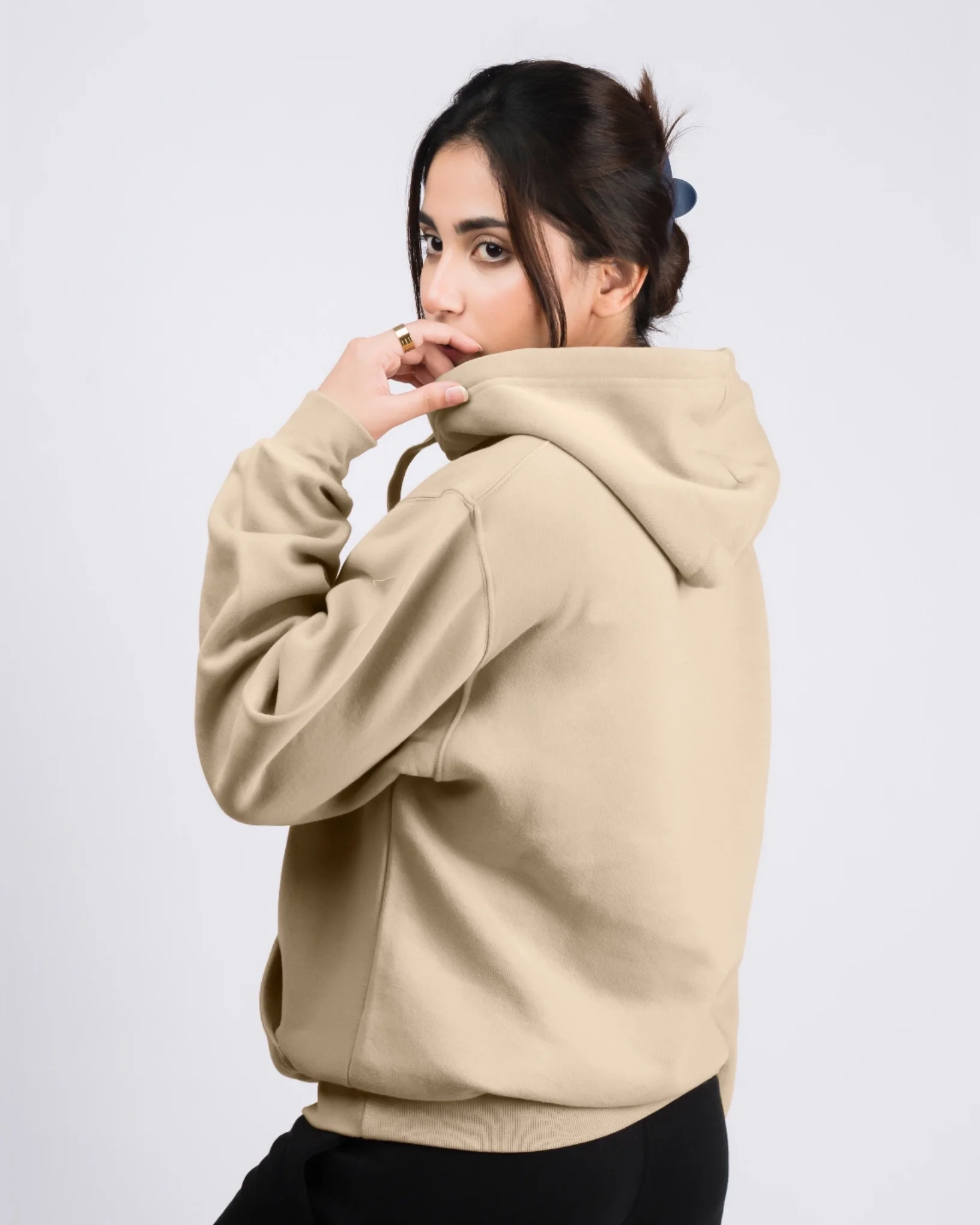 Premium Oversized Fit Pull Over Hoodie Almond - Image 3
