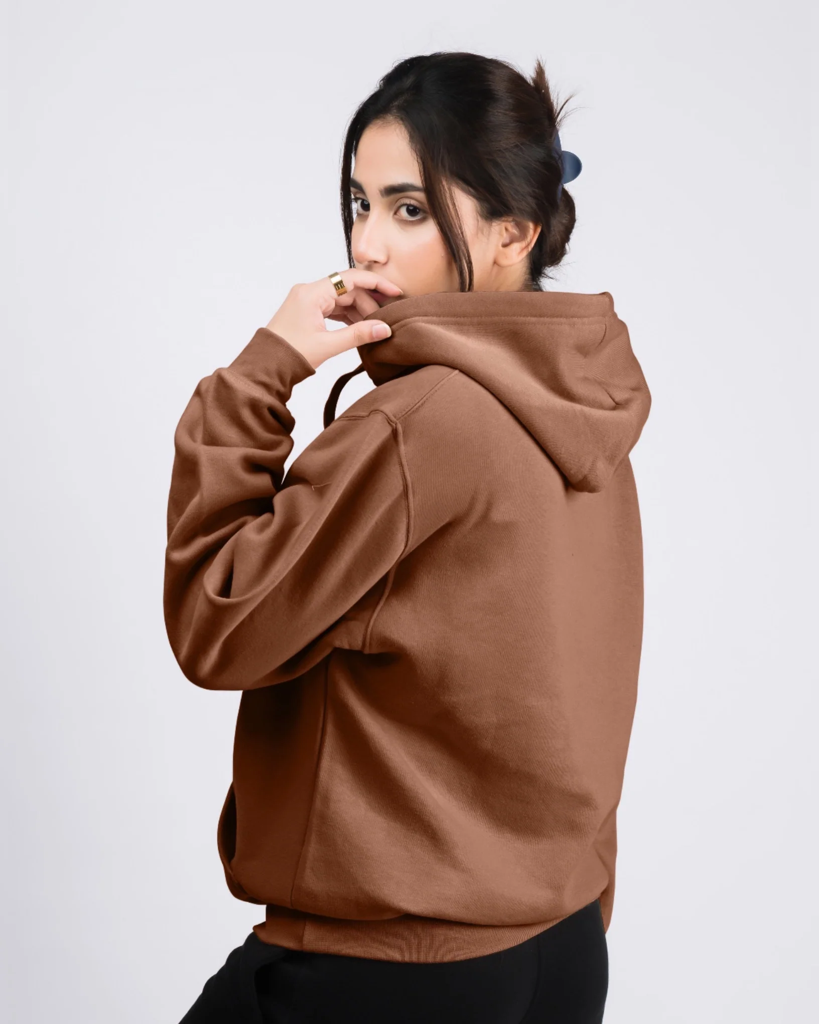 Premium Oversized Fit Pull Over Hoodie TawnyBrown - Image 3