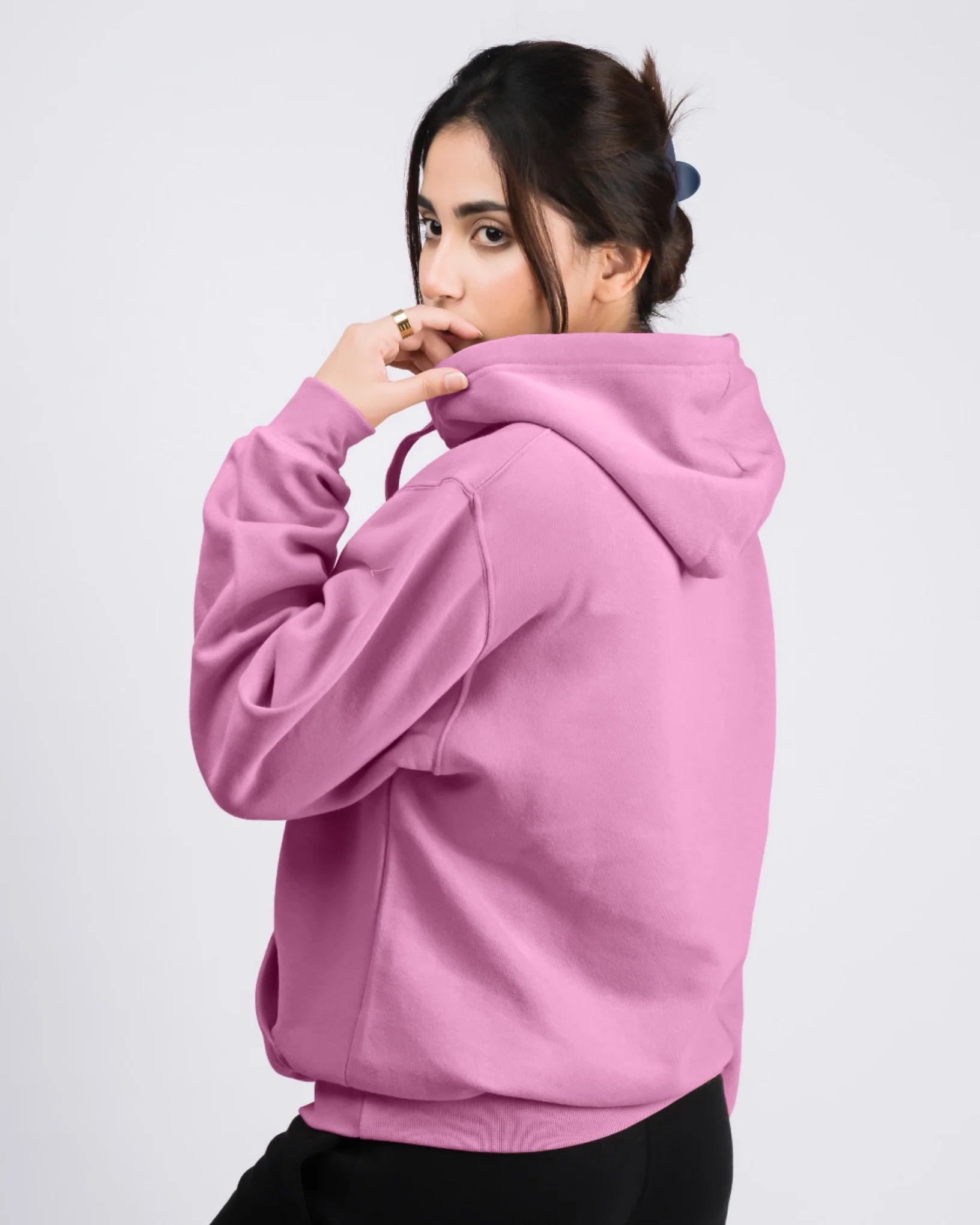 Premium Oversized Fit Pull Over Hoodie Pink - Image 3