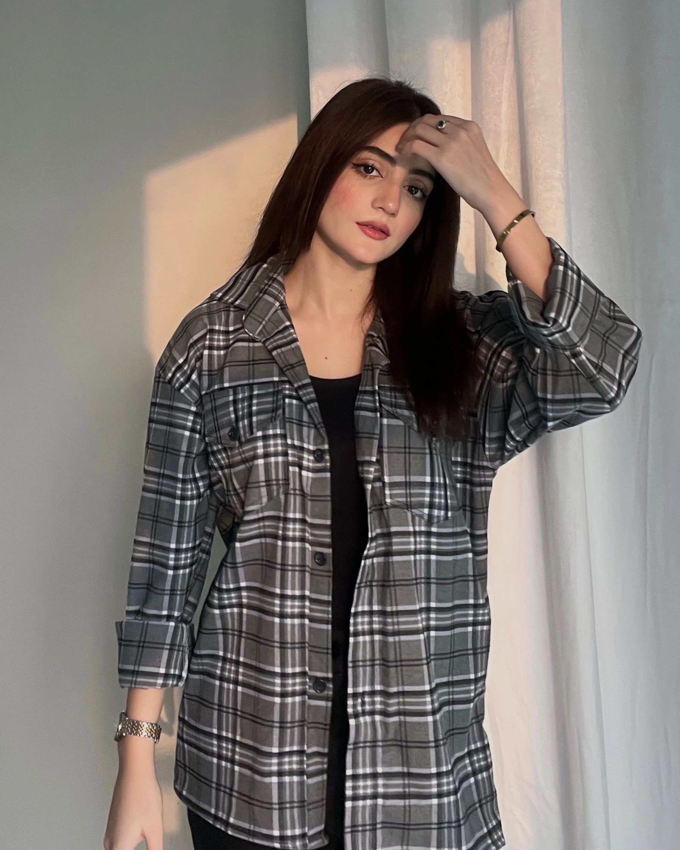 Shepherd Plaid Flannel Oversized Shacket - Image 2